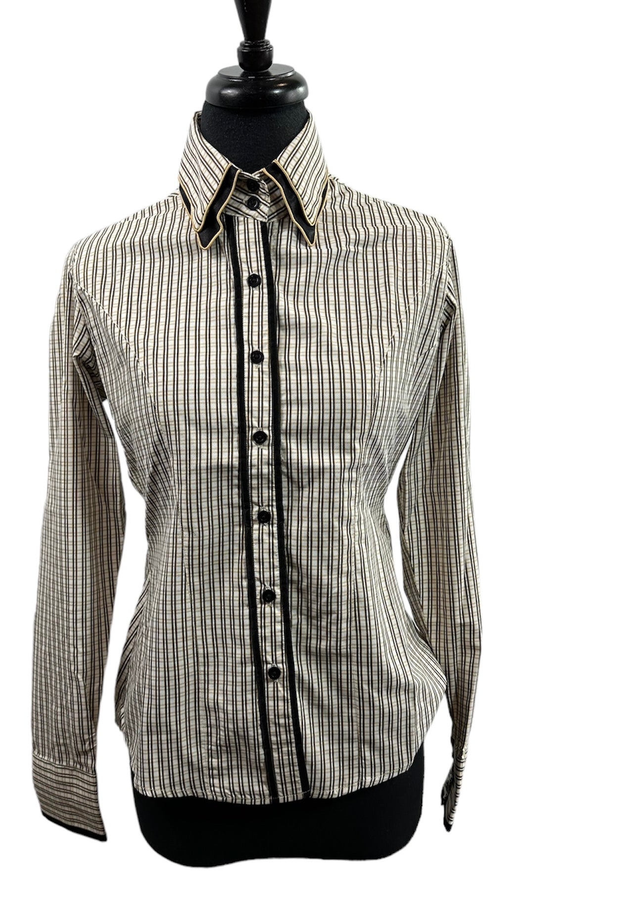 Western Button Up White, Gold and Black