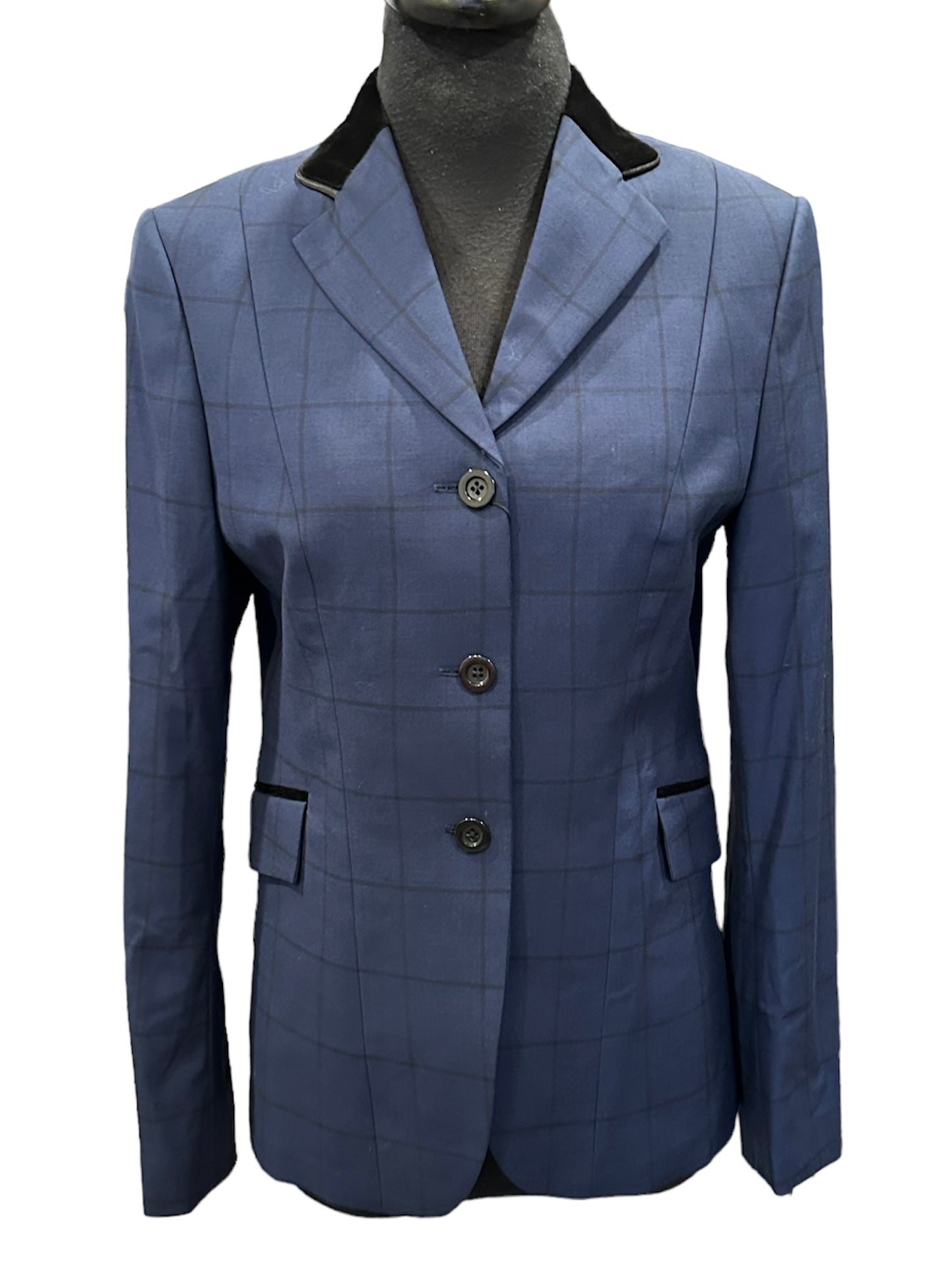 English Show Coat Navy and Black Windowpane Fabric Code CV21134-2