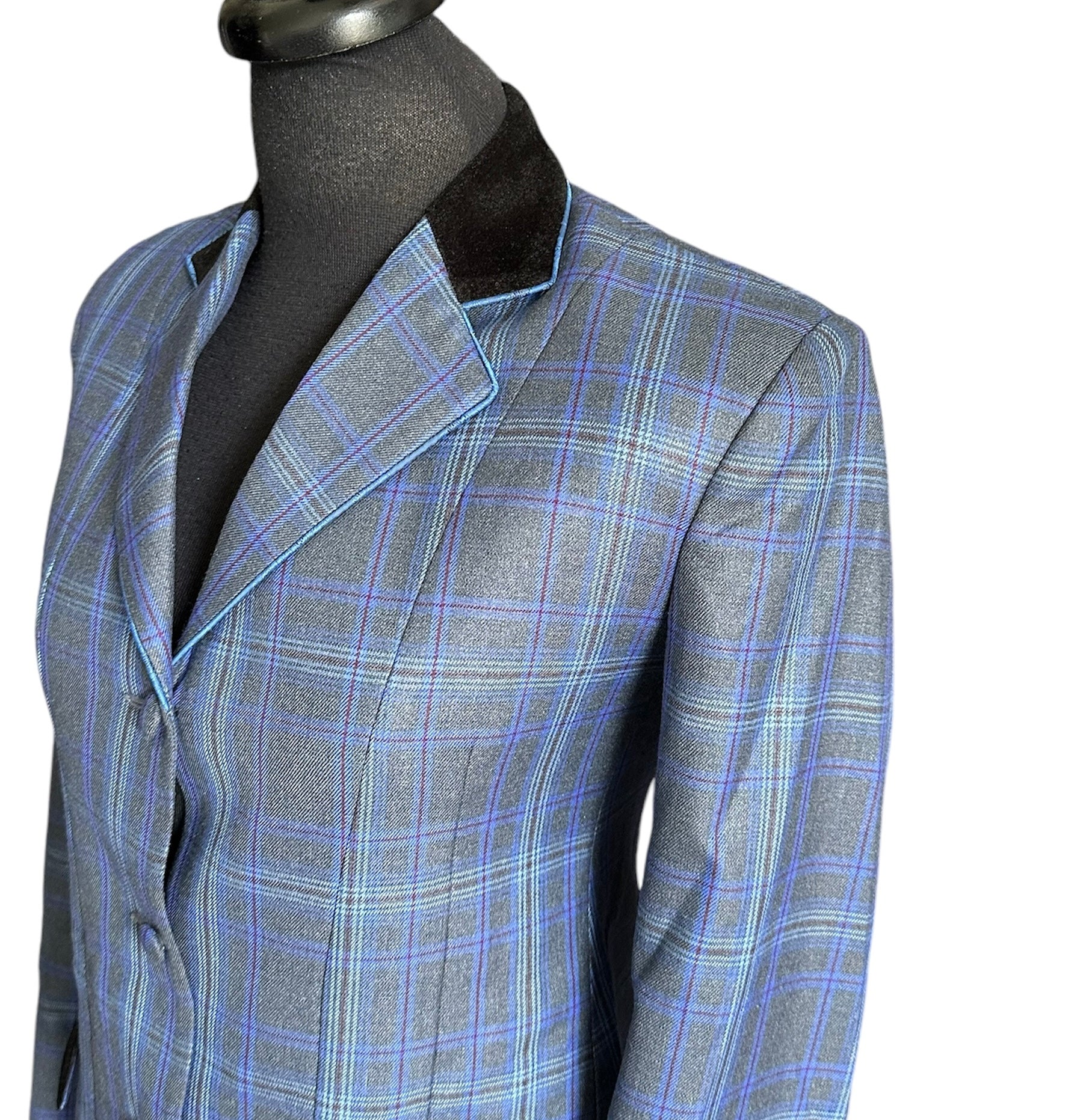 ‼️NEW‼️ English Show Coat Grey Blue Plaid *ONE ONLY*
