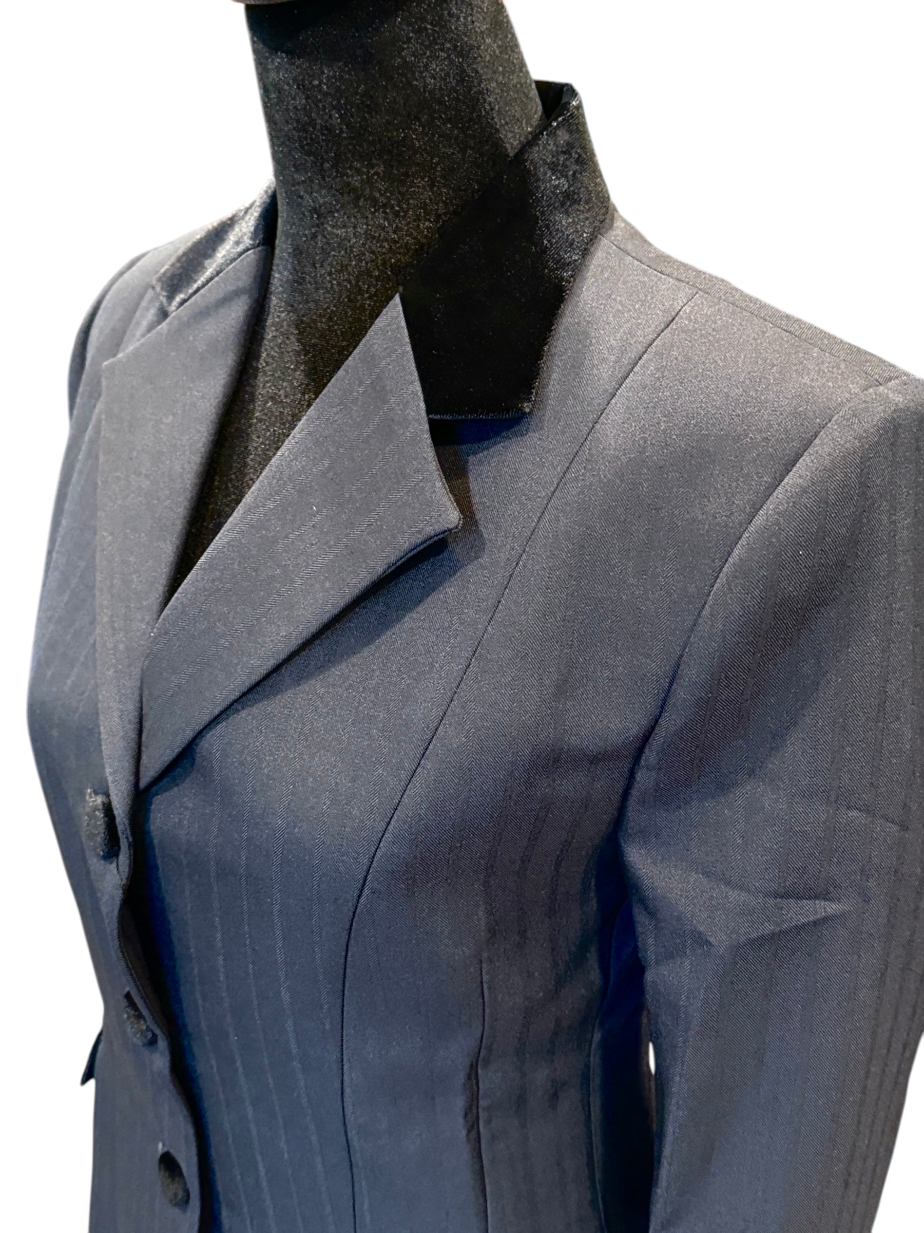 English Show Coat Black Self Stripe Fabric Code T68