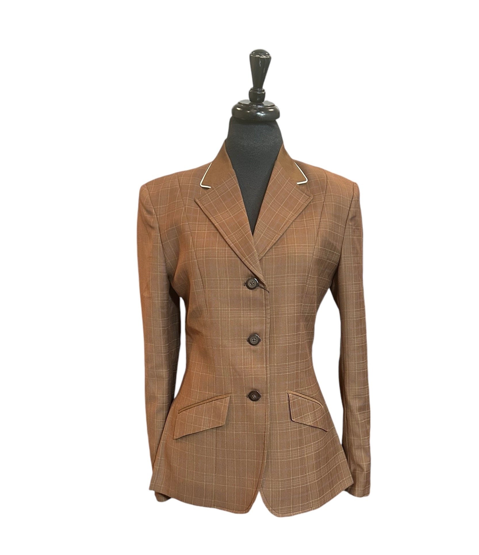 English Show Coat Brown Plaid Fabric Code R038