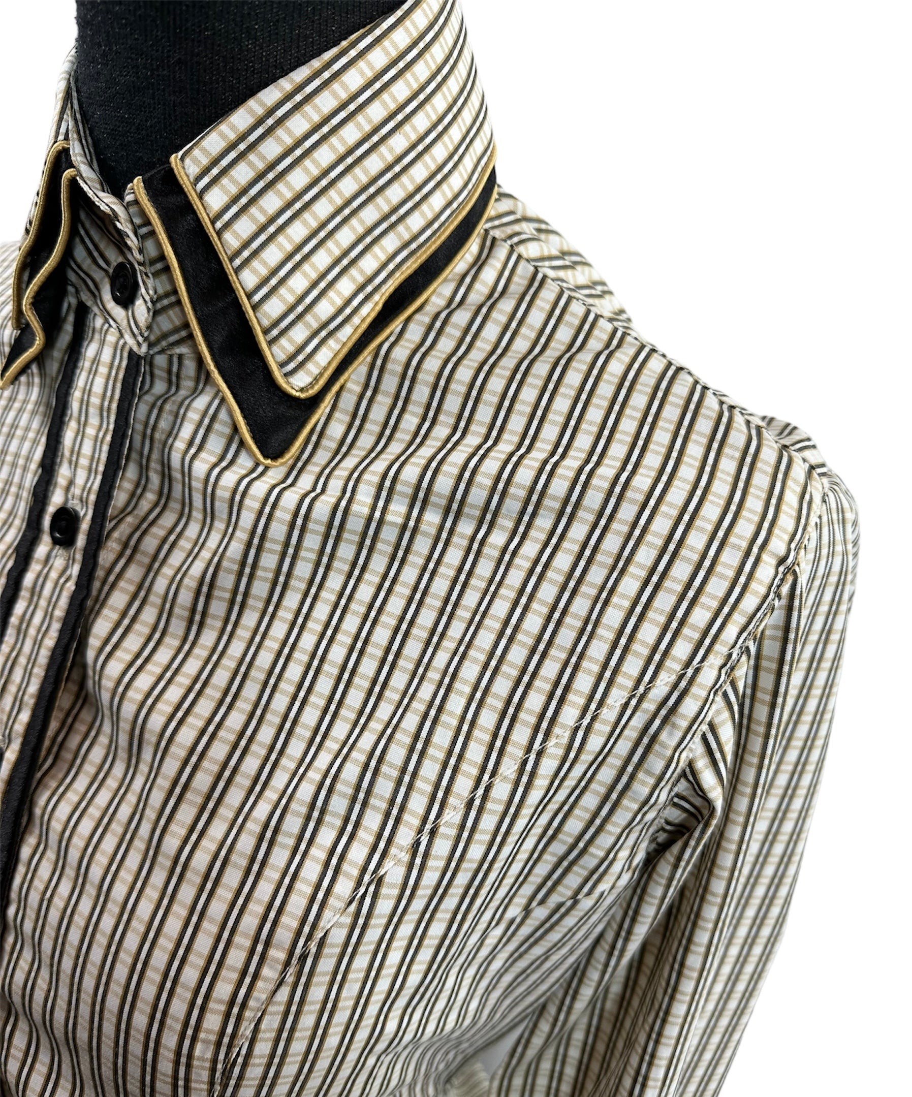 Western Button Up White, Gold and Black