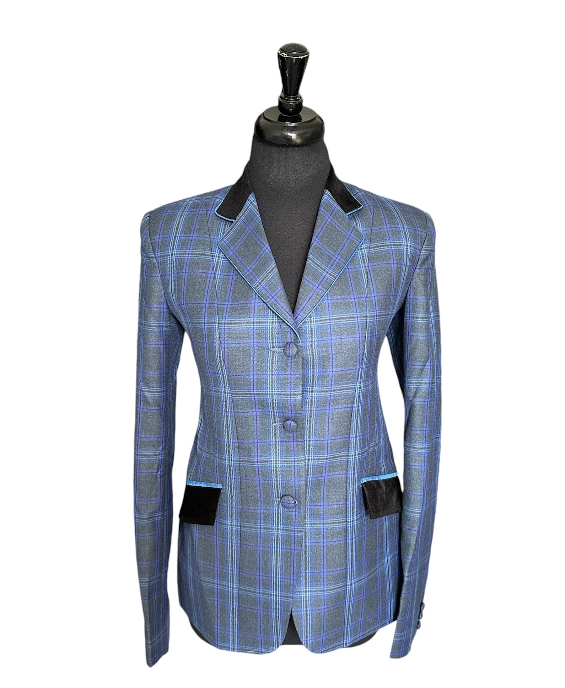 ‼️NEW‼️ English Show Coat Grey Blue Plaid *ONE ONLY*