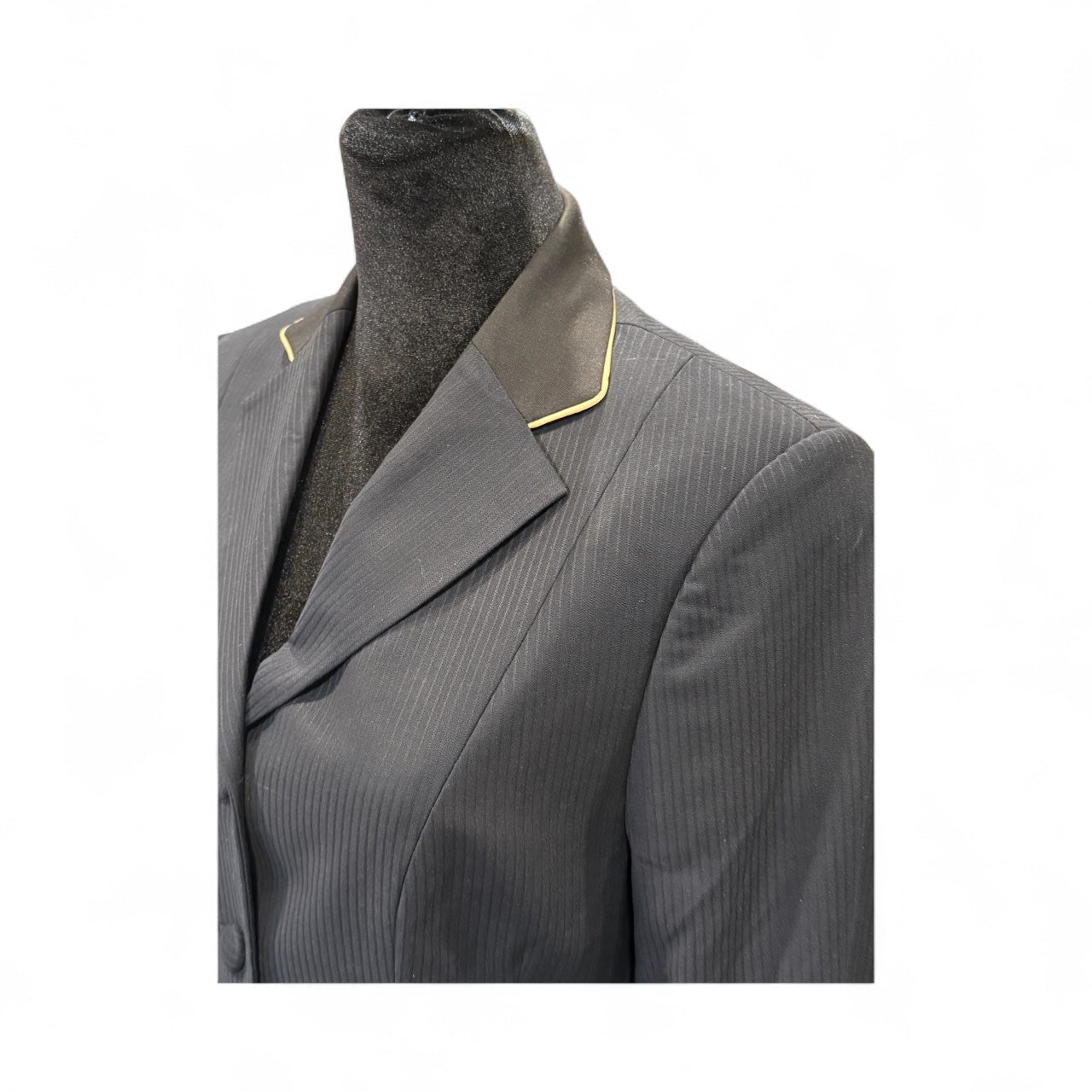 English Show Coat Black Self Print with Gold