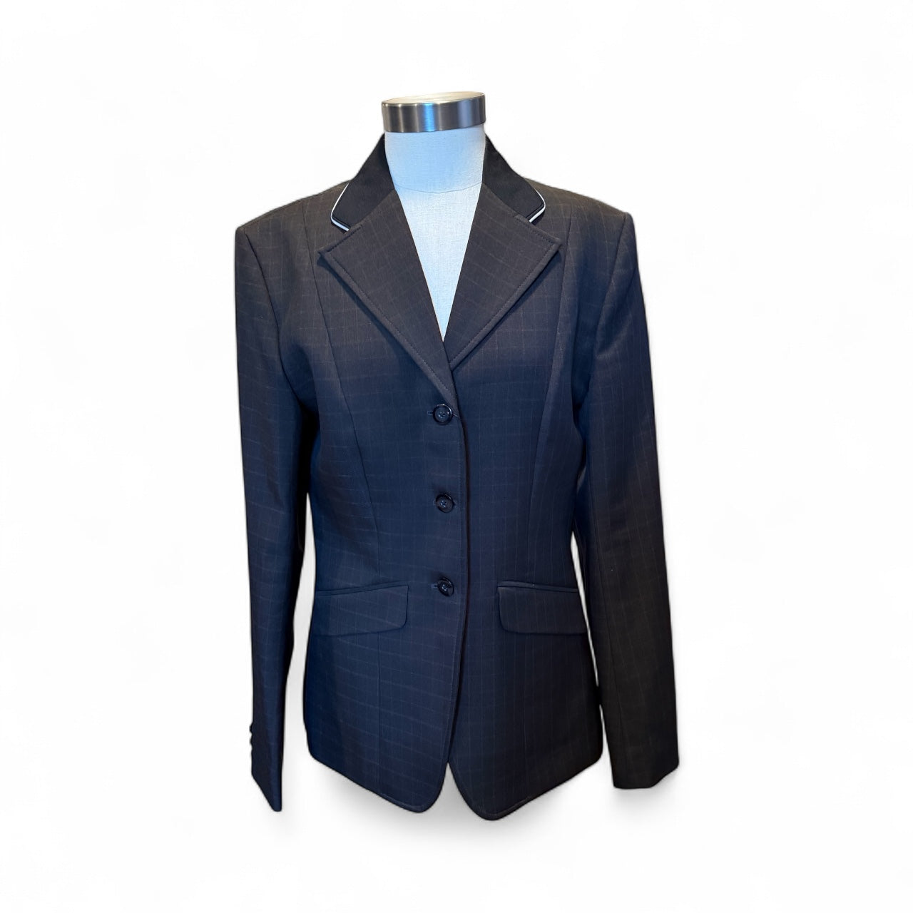 English Show Coat Black Muni Windowpane Fabric Code DLee22