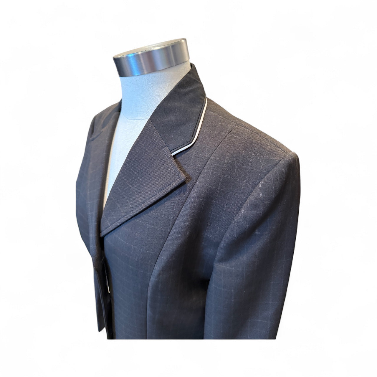 English Show Coat Black Muni Windowpane Fabric Code DLee22