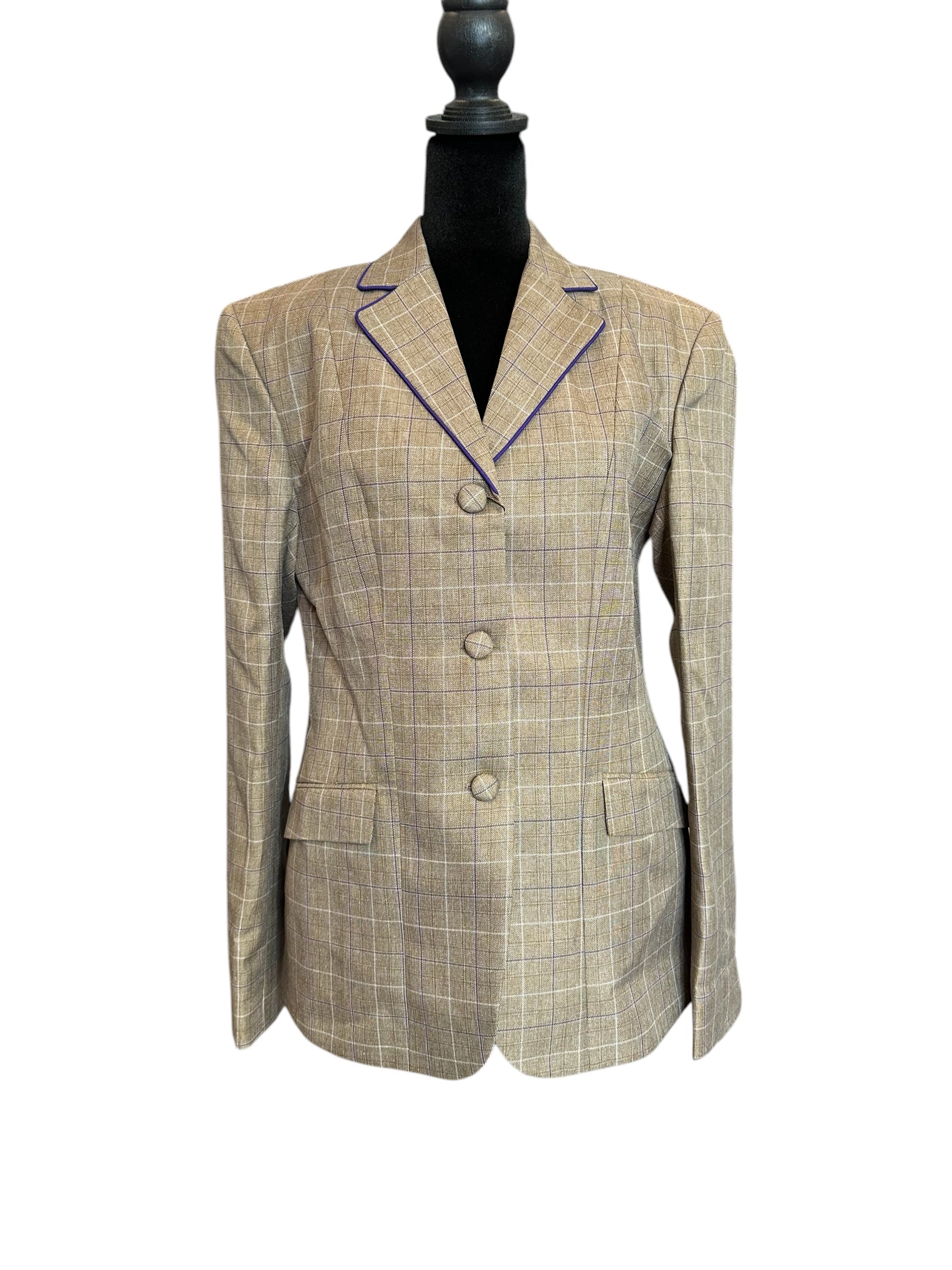 English Show Coat Brown and Purple Plaid Fabric Code R316