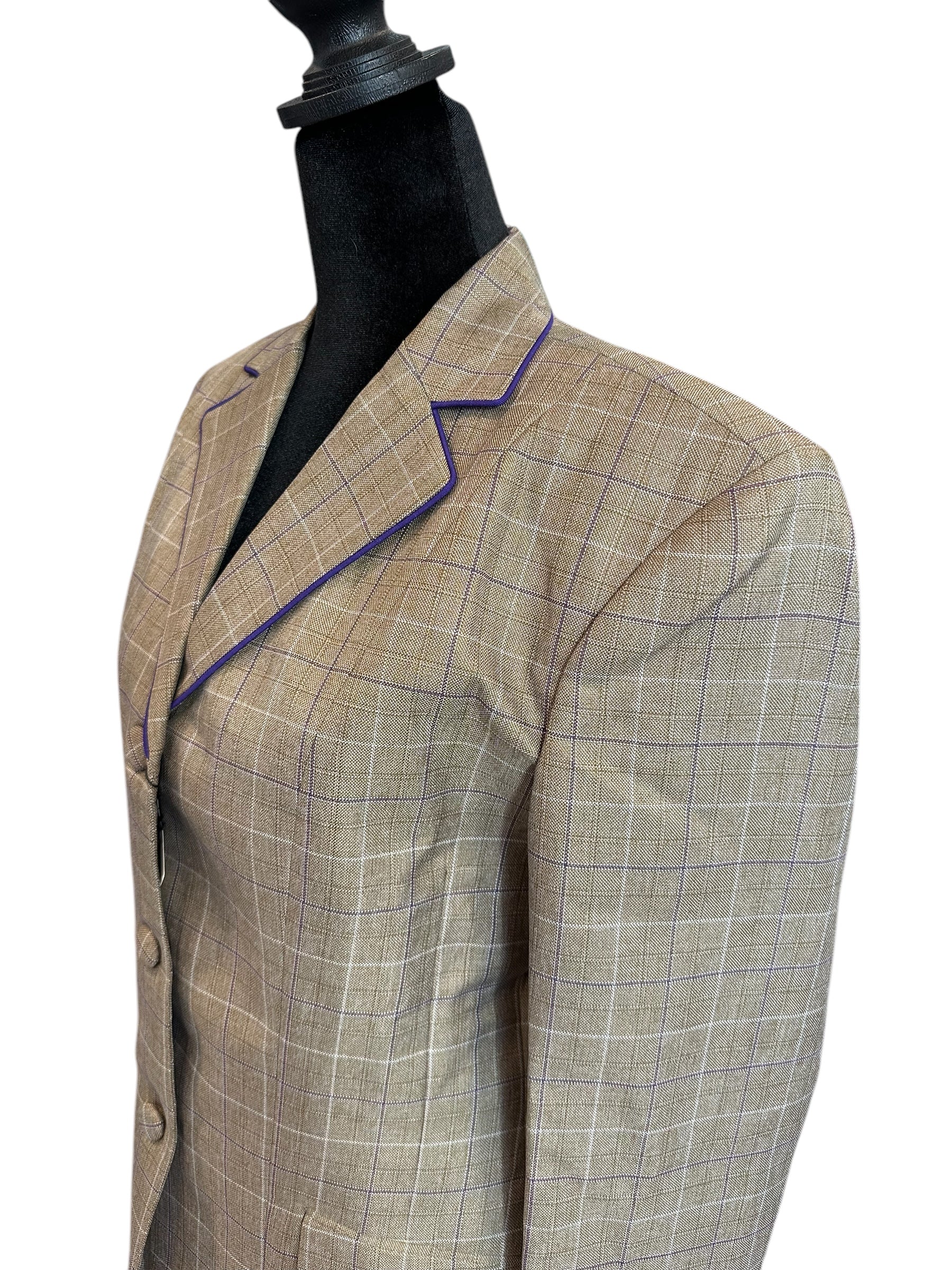 English Show Coat Brown and Purple Plaid Fabric Code R316