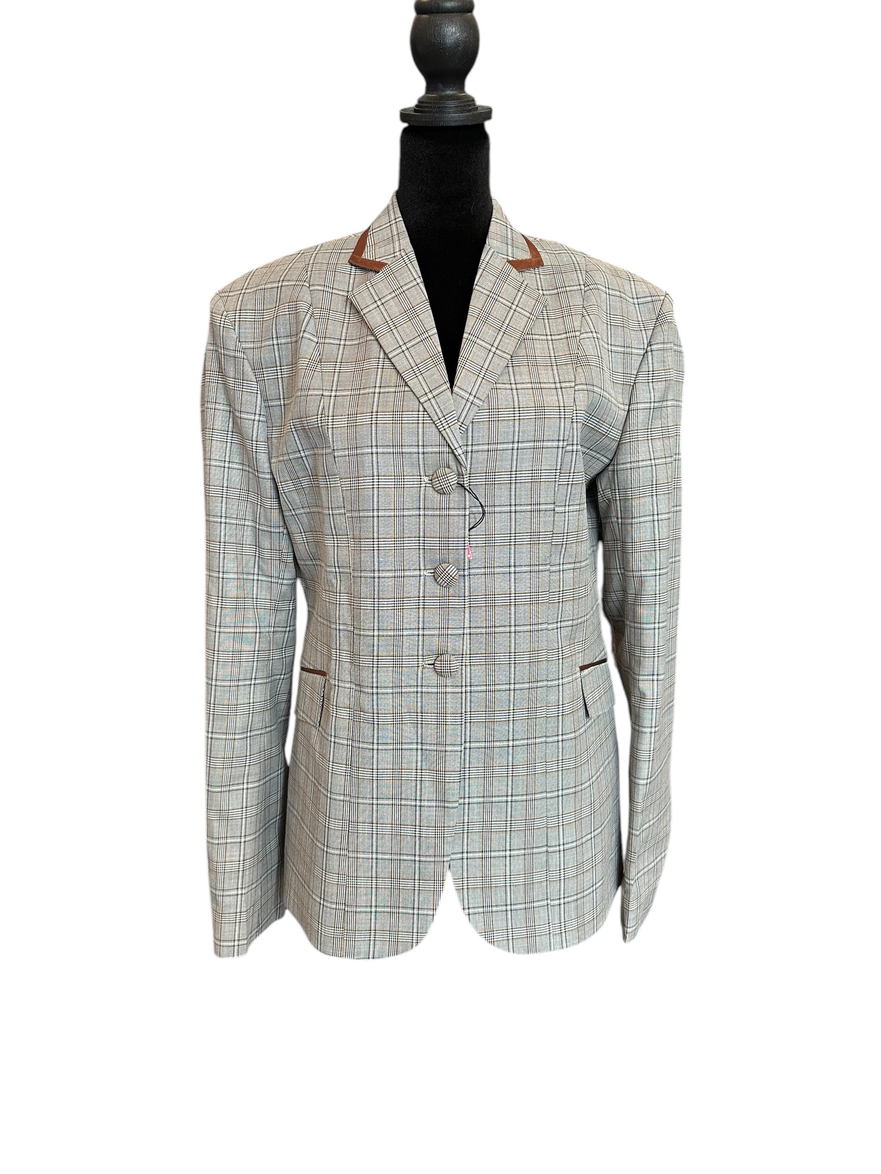 English Show Coat Grey and Rust Plaid Fabric Code D2-002