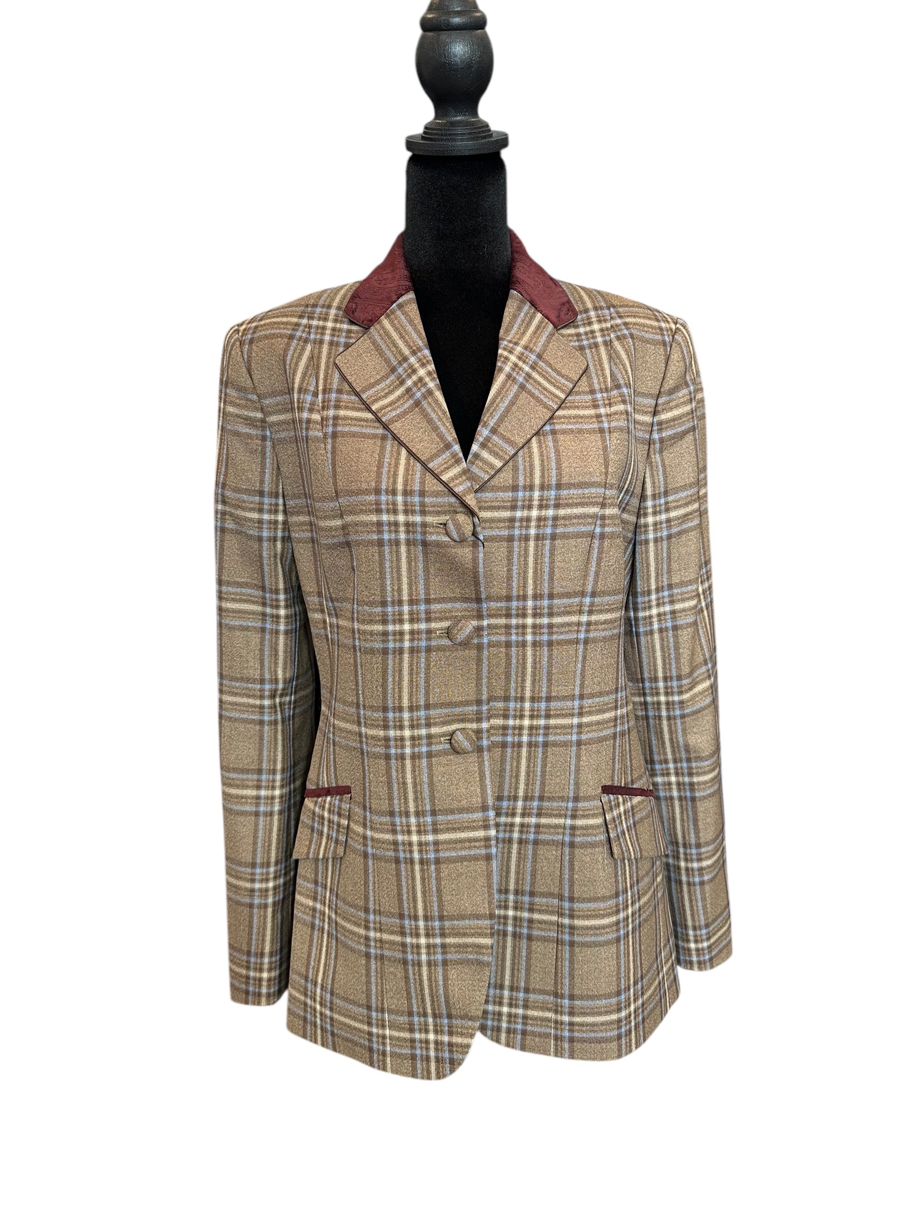 English Show Coat Brown Plaid Fabric Code 701053