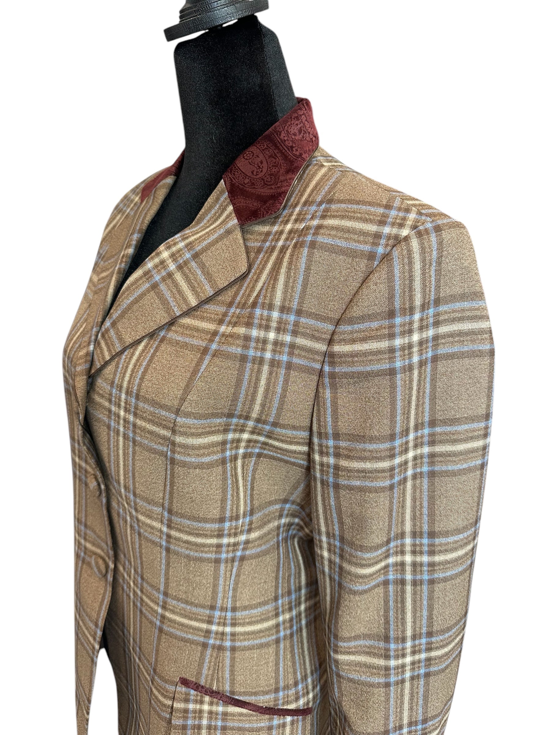 English Show Coat Brown Plaid Fabric Code 701053