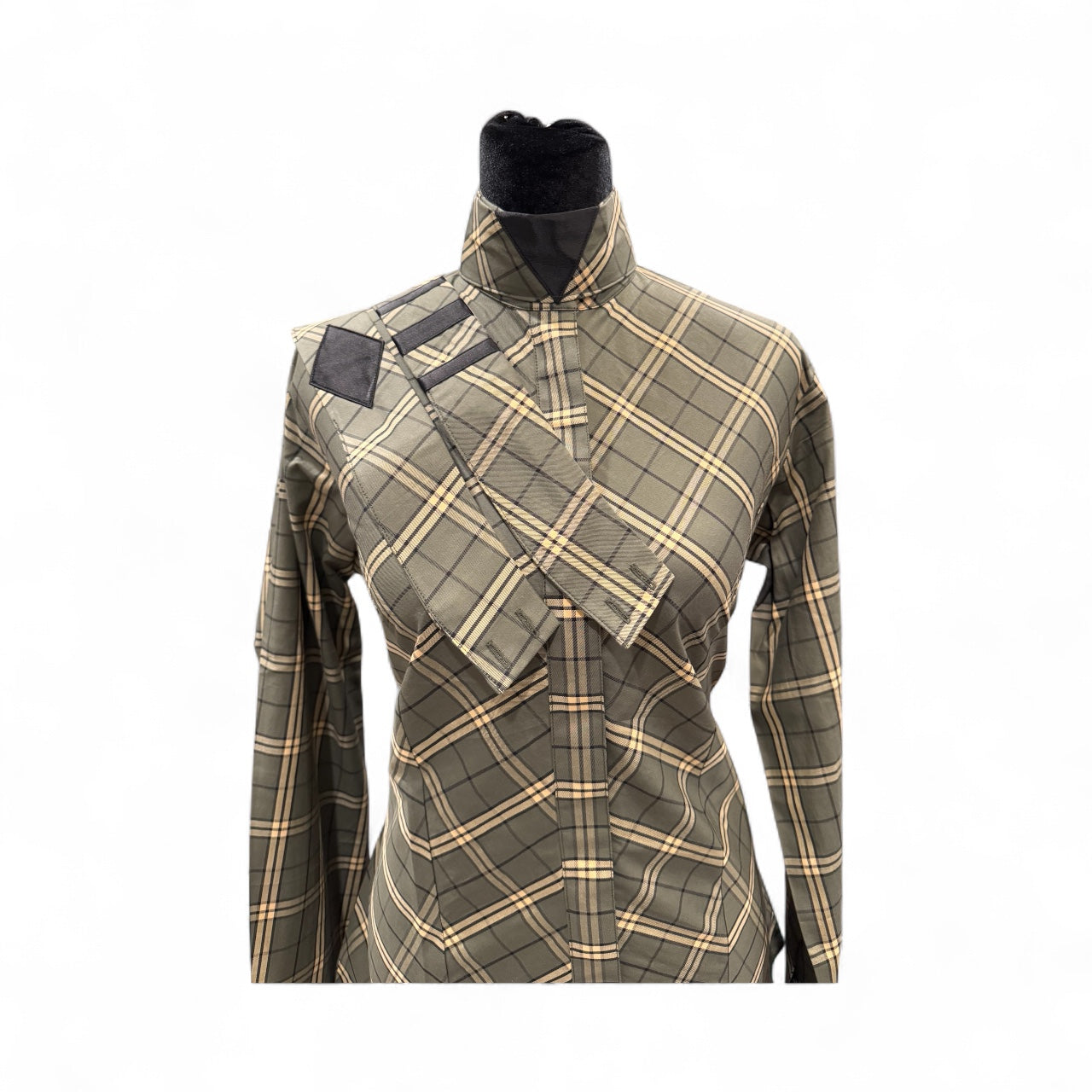 💥NEW💥English Show Shirt Olive and Gold “Hidden Zipper” Fabric Code O29A