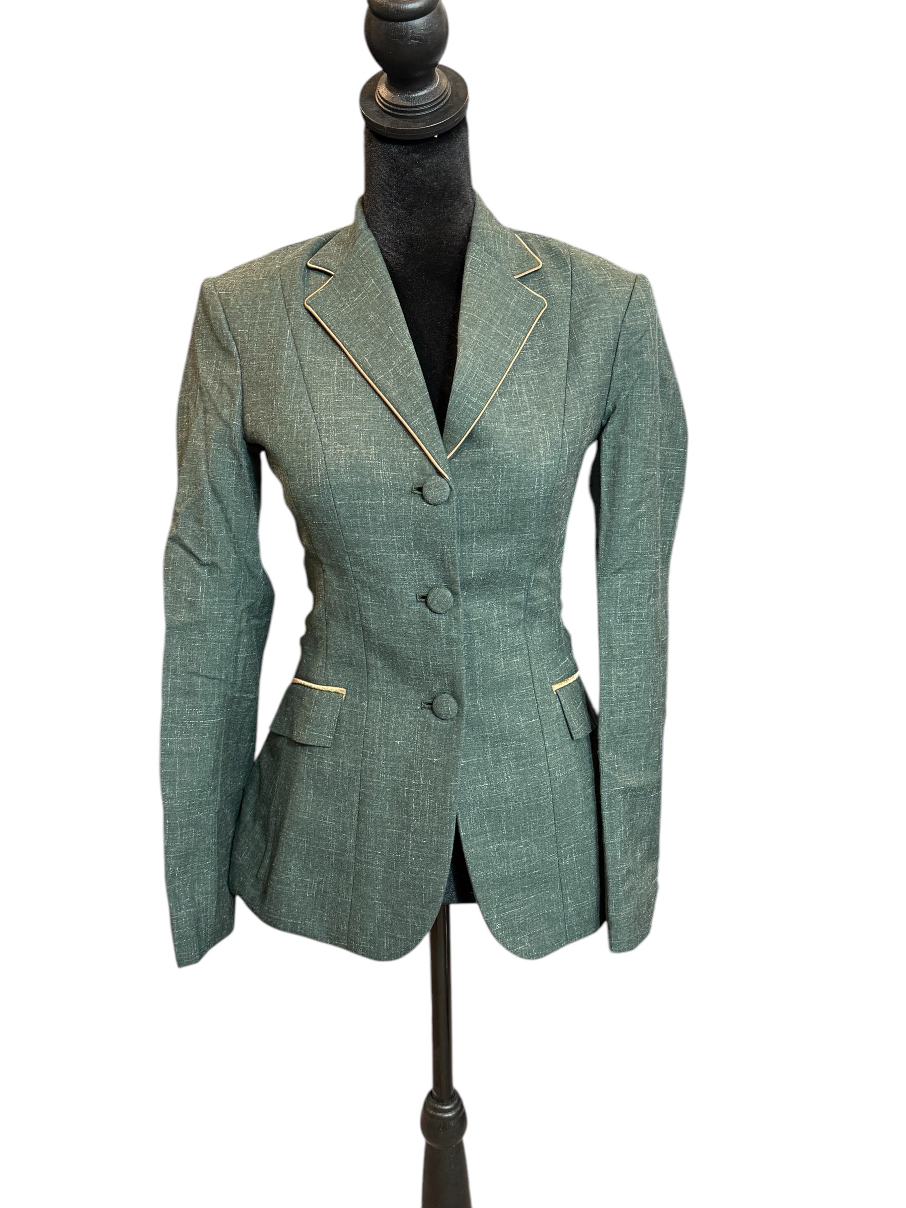 ‼️NEW‼️ English Show Coat Heather  Hunter Green with Gold