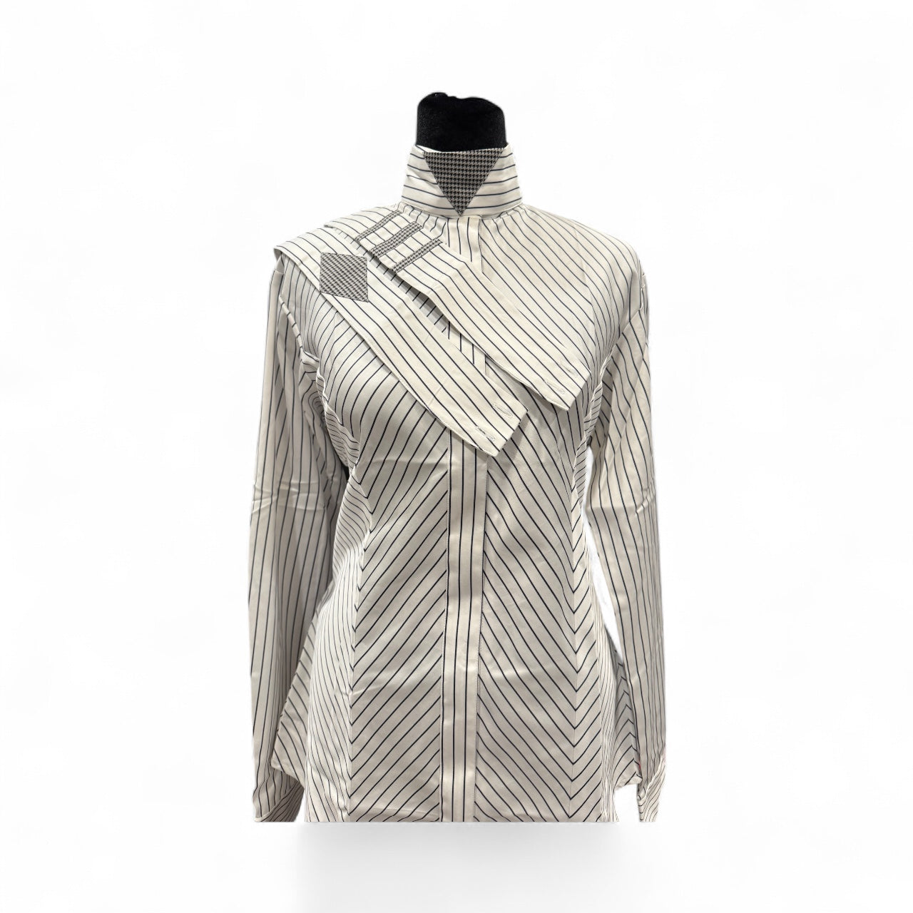 💥NEW💥English Show Shirt Black and White Stripe “Hidden Zipper” Fabric code O23B