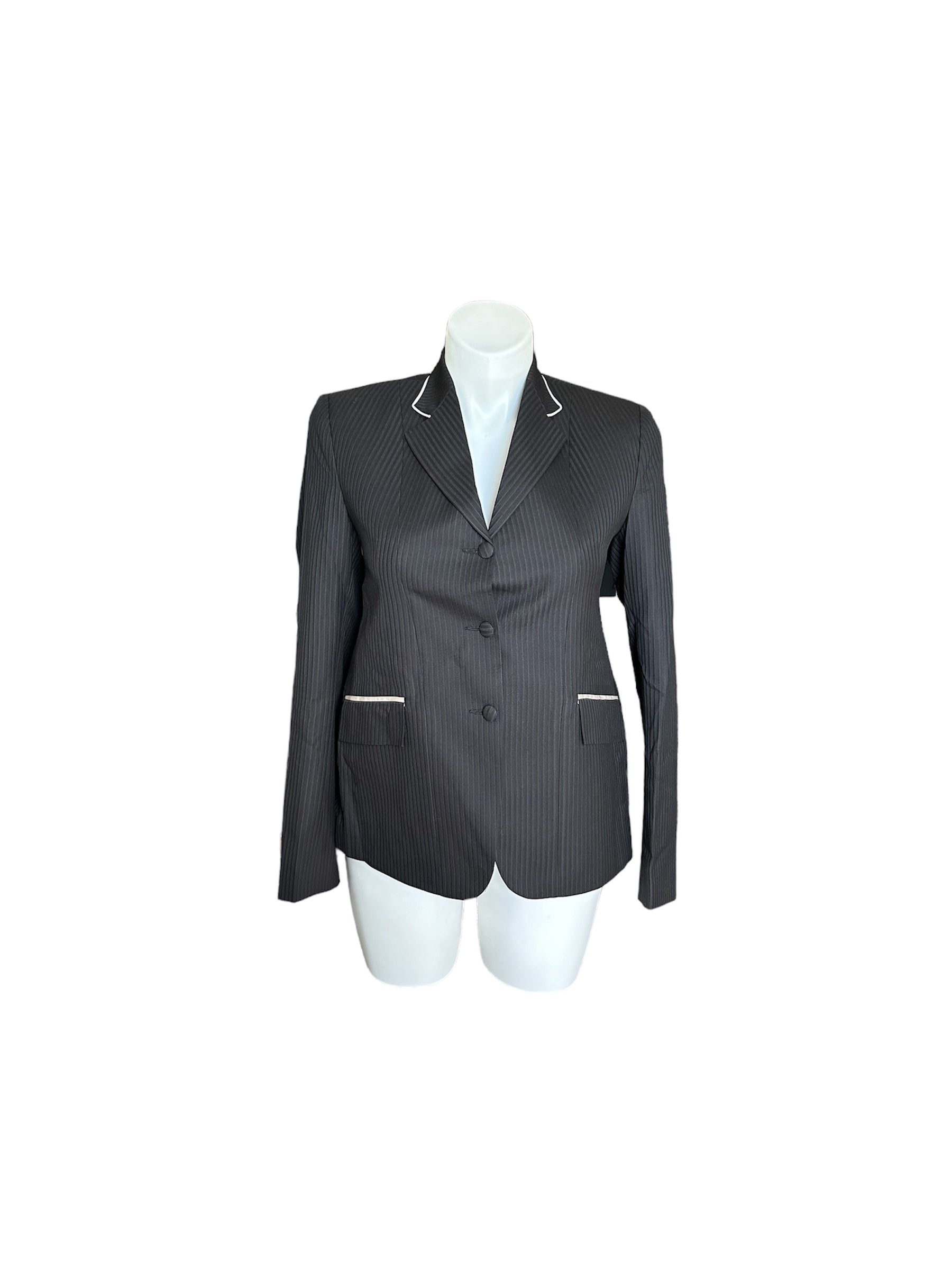 English Show Coat Black Self Stripe Fabric Code MD0824