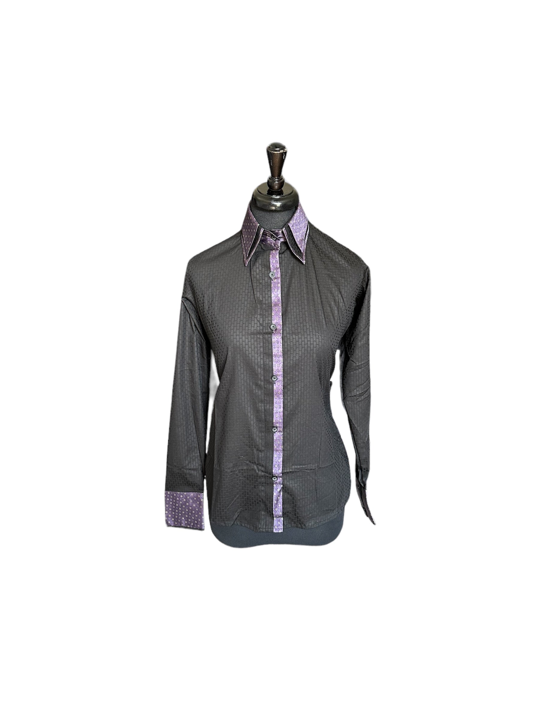 ‼️New‼️Western Button Up Black with Purple “Has Stretch”