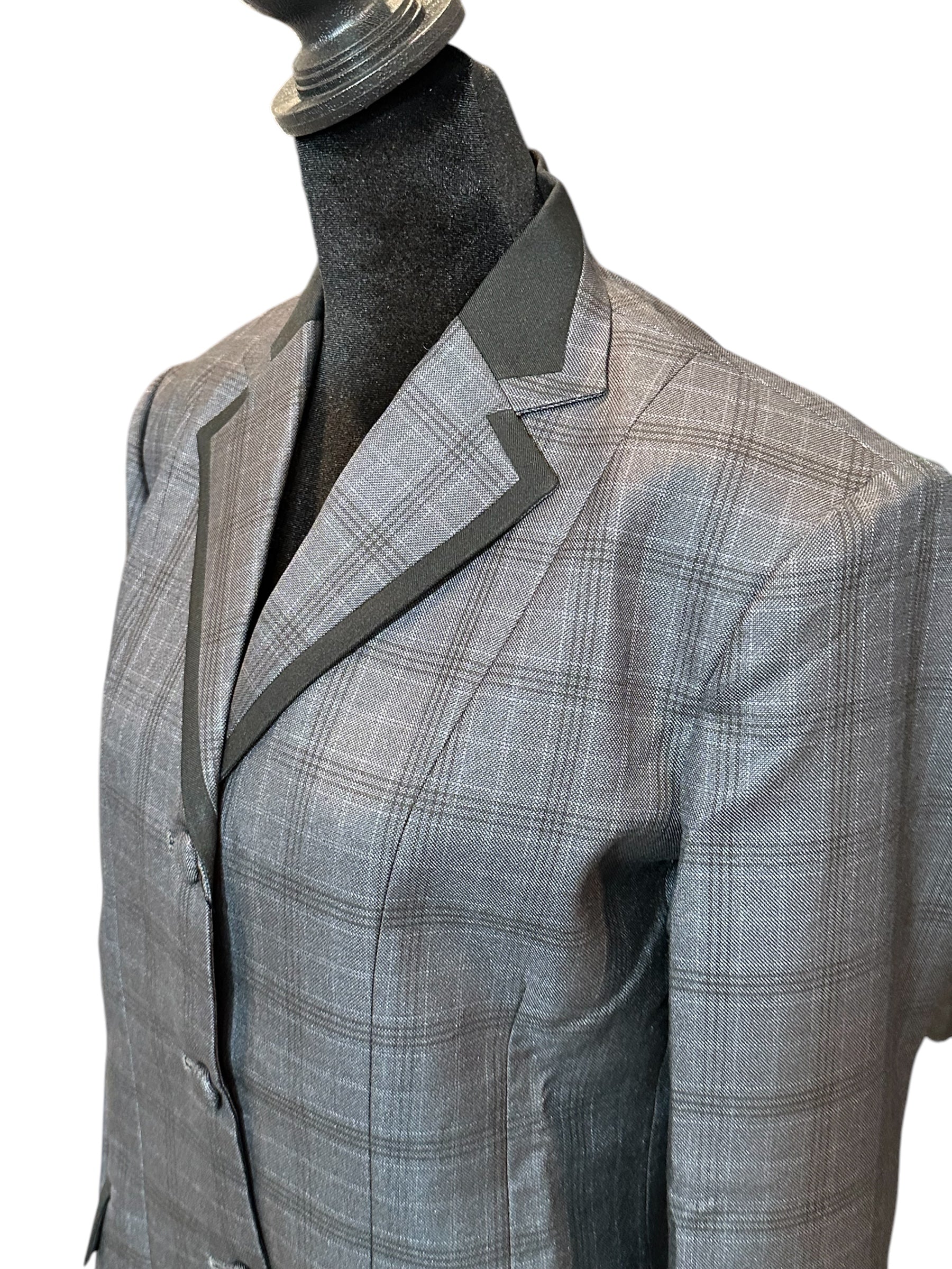 English Show Coat Grey Plaid Fabric Code R041