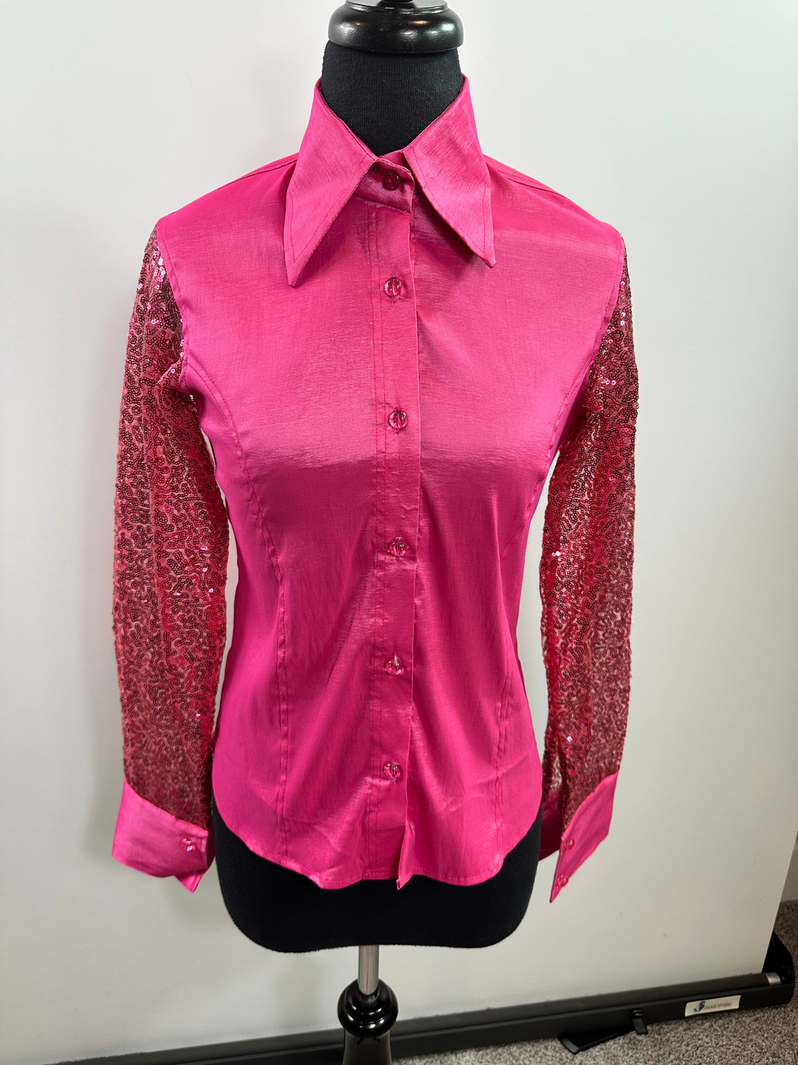 Western Day Shirt Stretch Taffeta Sheer Sleeve