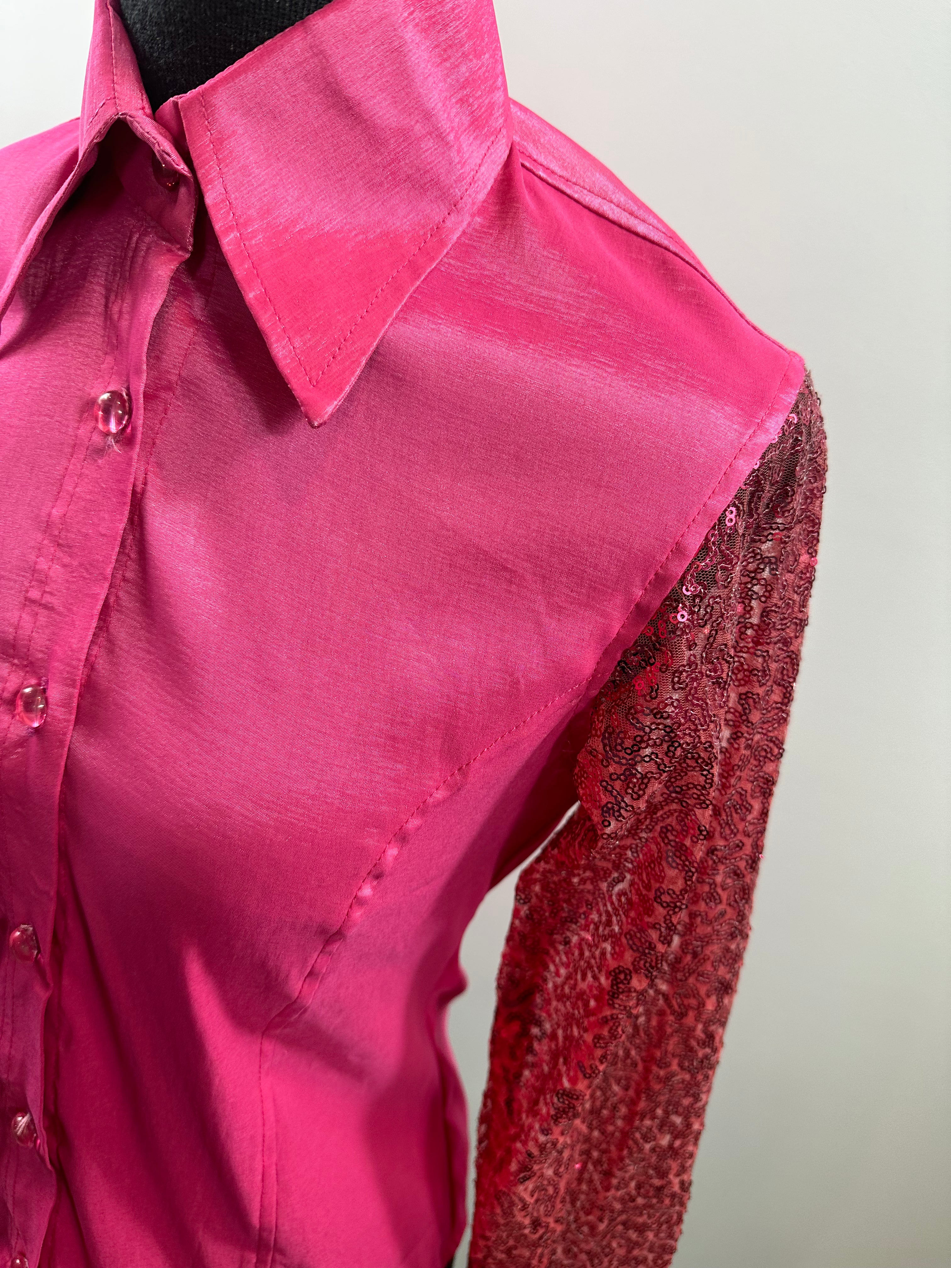 Western Day Shirt Stretch Taffeta Sheer Sleeve