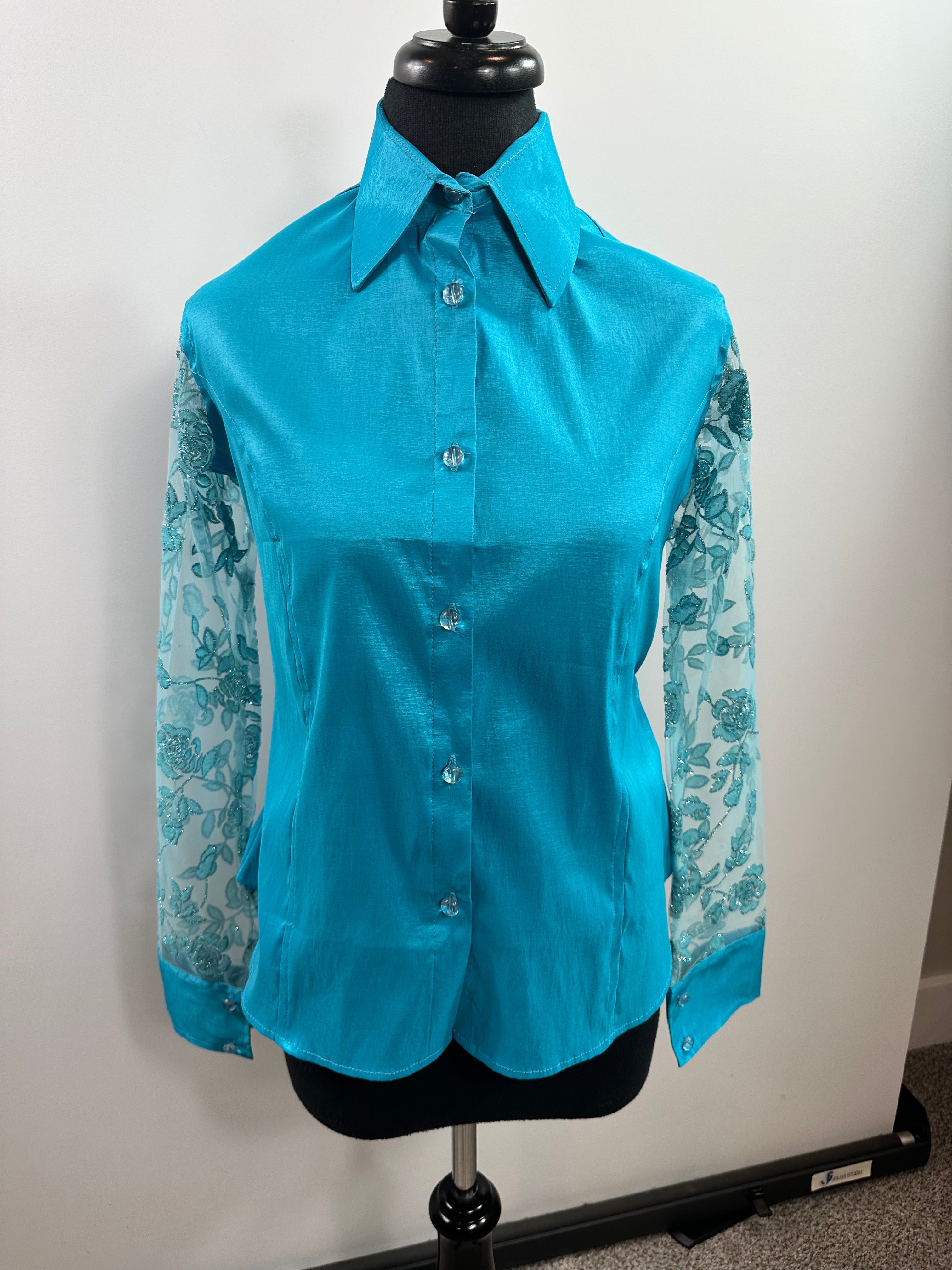 Western Day Shirt Stretch Taffeta Sheer Sleeve