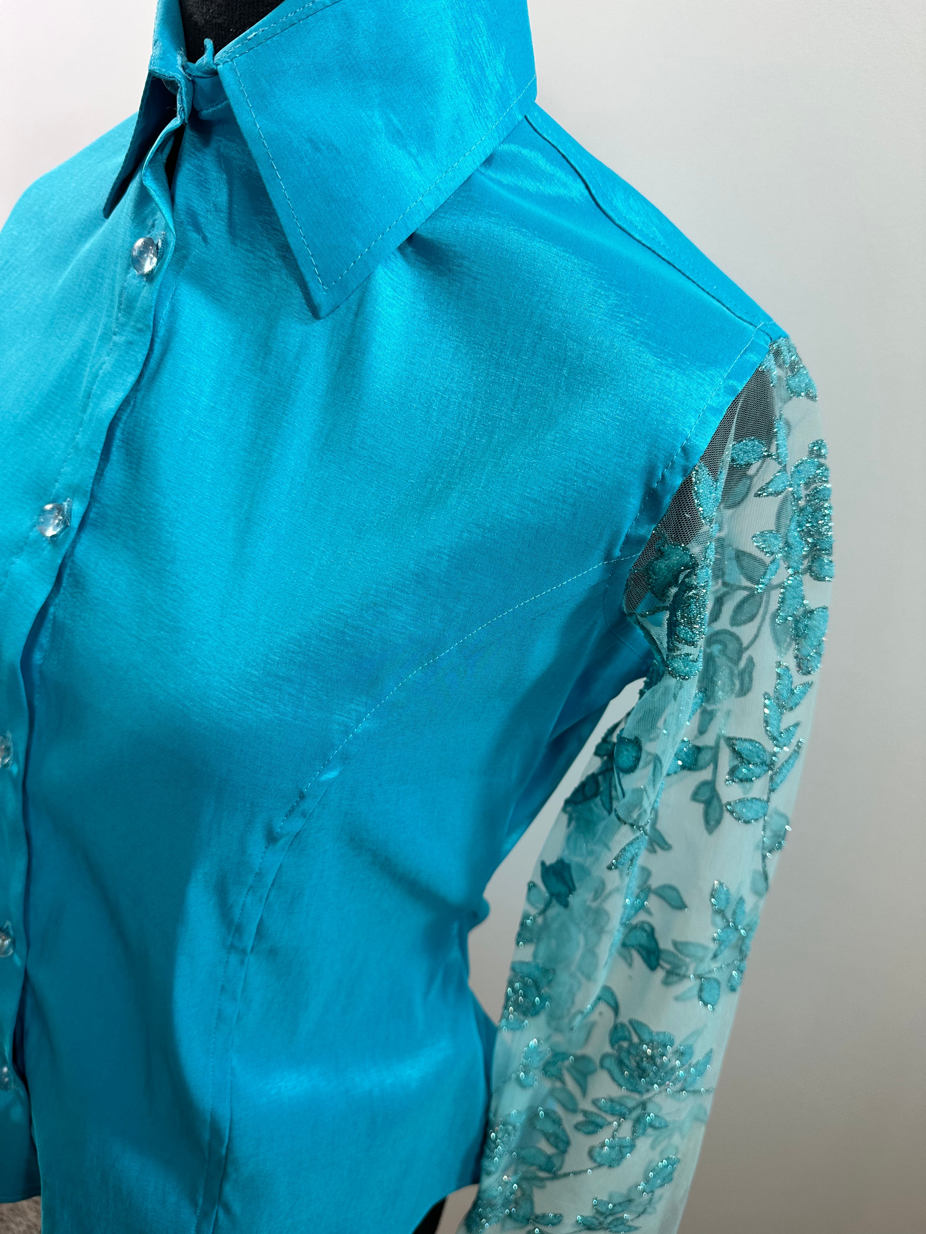 Western Day Shirt Stretch Taffeta Sheer Sleeve