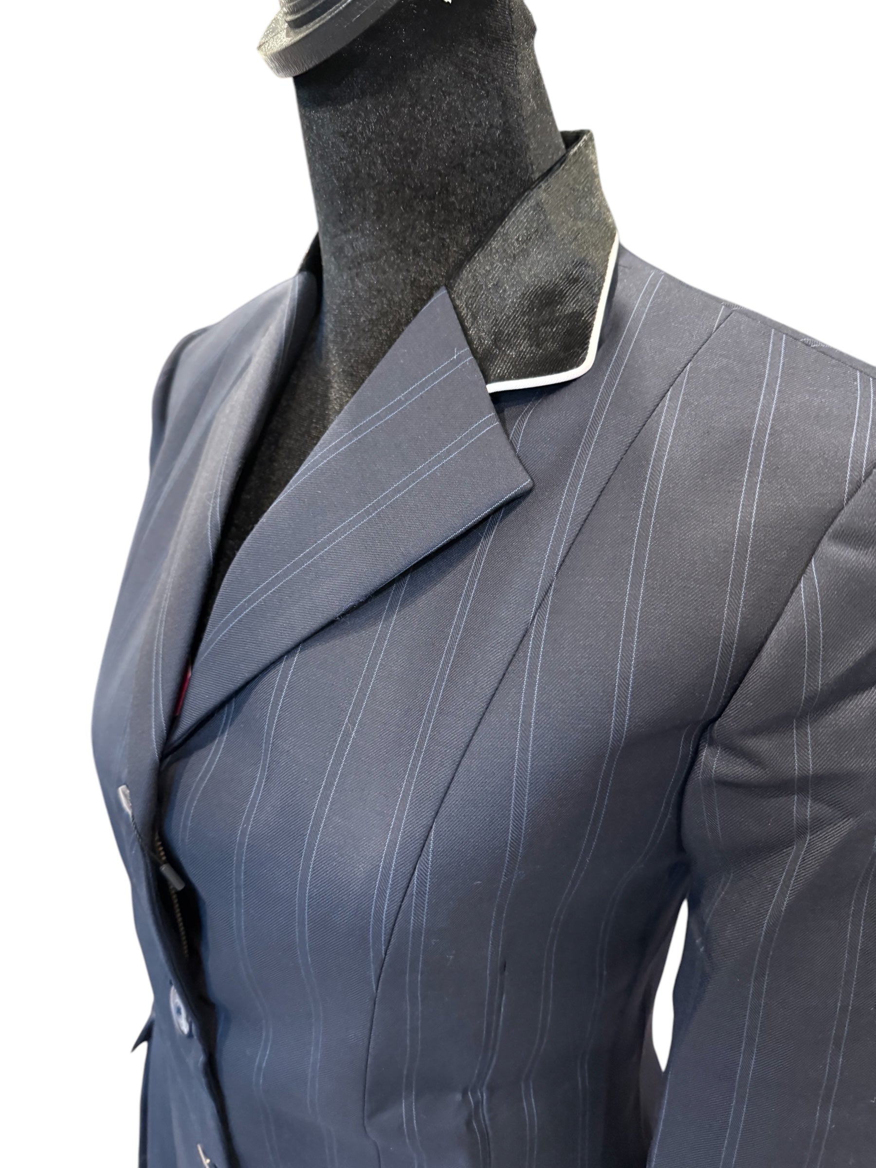 🔺NEW🔺English Show Coat Navy stripe “HIDDEN ZIPPER” Fabric Code T70