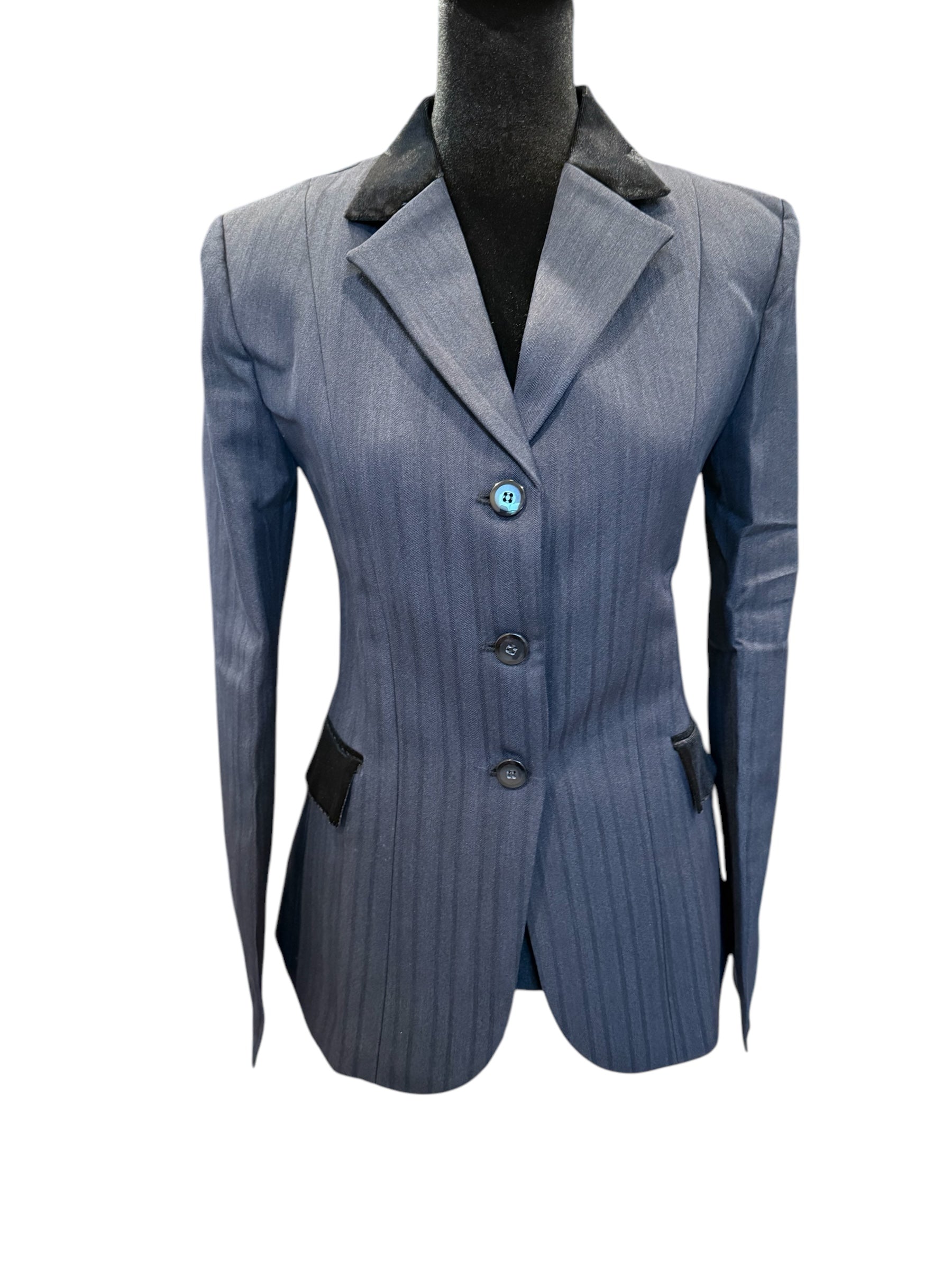 English Show Coat Navy Self Stripe with Black Fabric Code T67