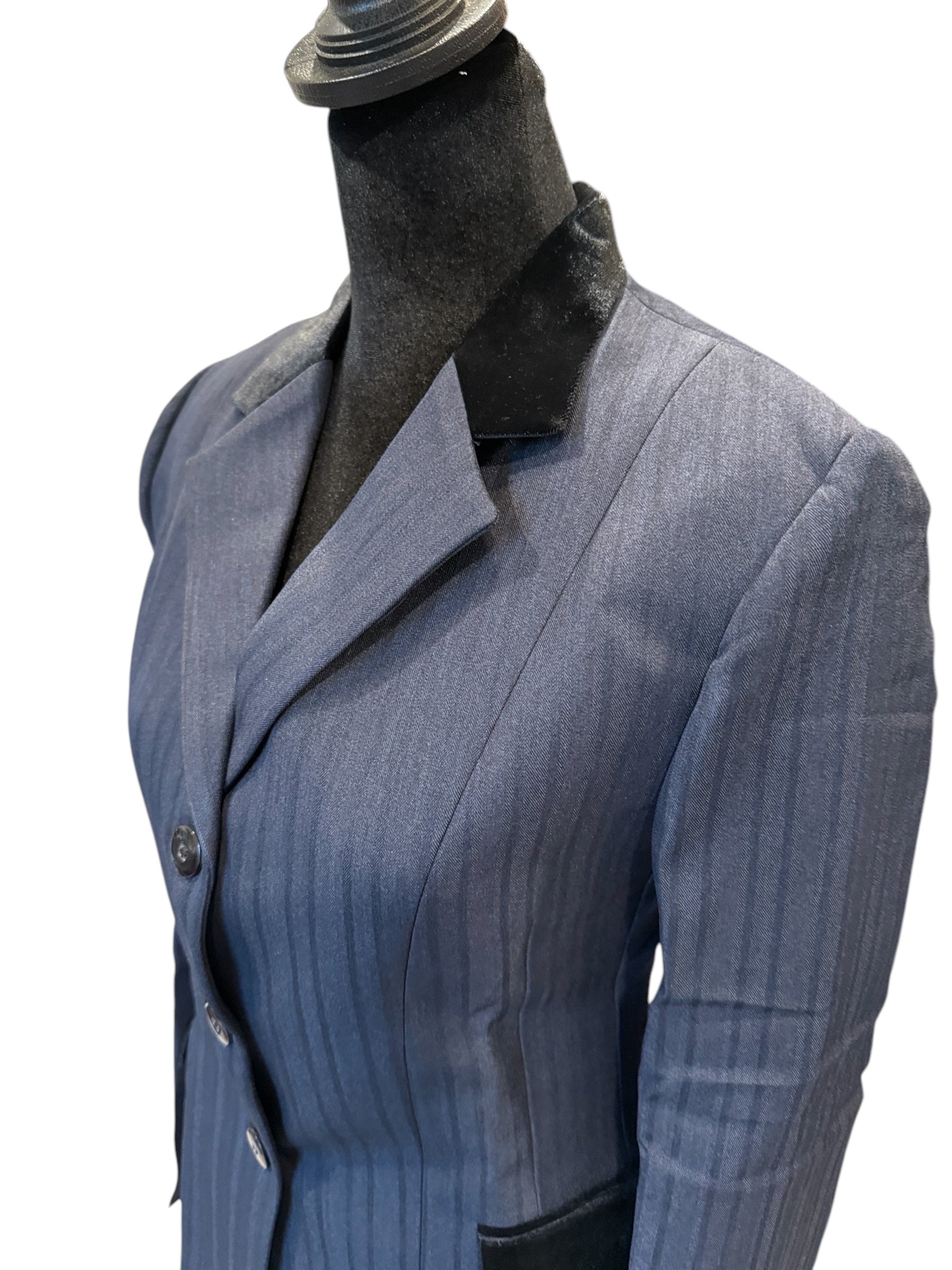 English Show Coat Navy Self Stripe with Black Fabric Code T67