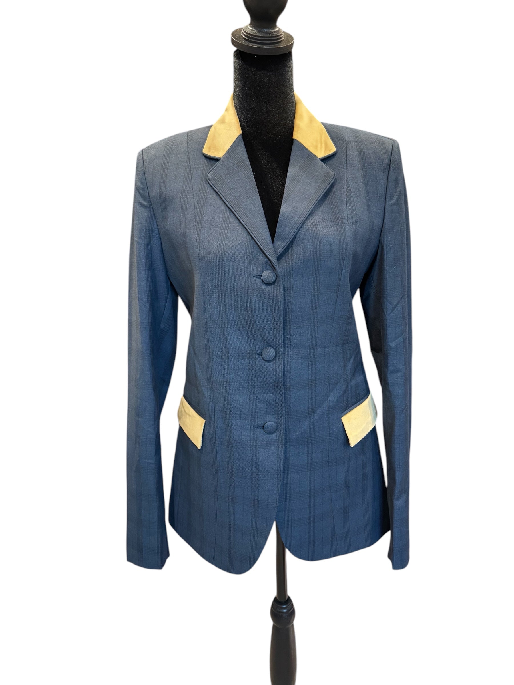 English Show Coat Navy Plaid with Tan Fabric Code IND051