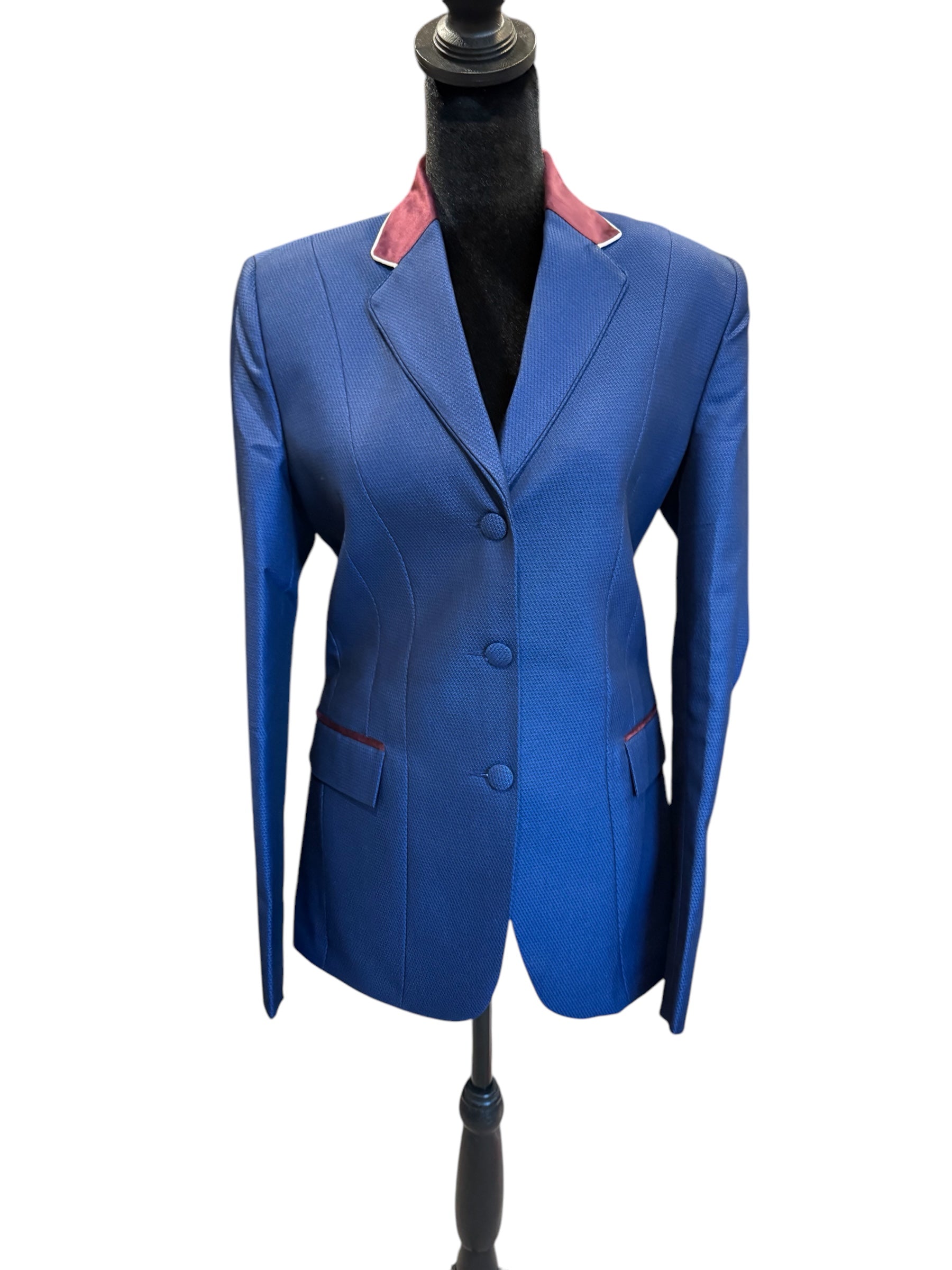 English Show Coat Blue with Burgundy Collar