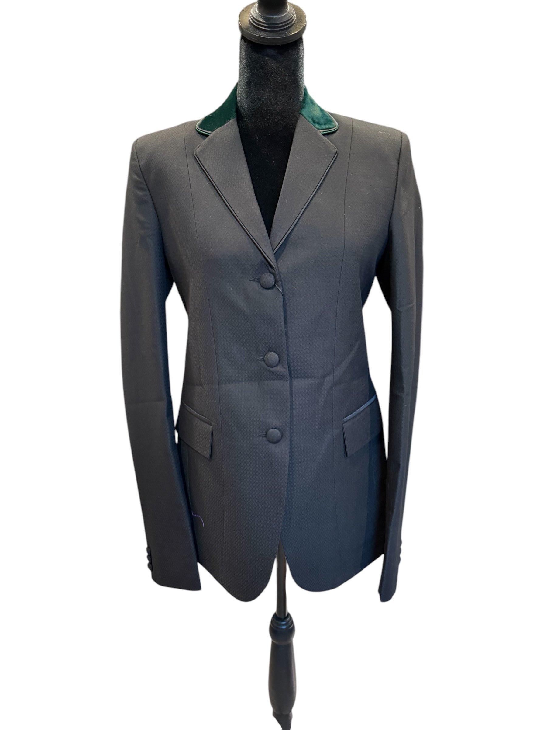English Show Coat Black with Hunter Green velvet