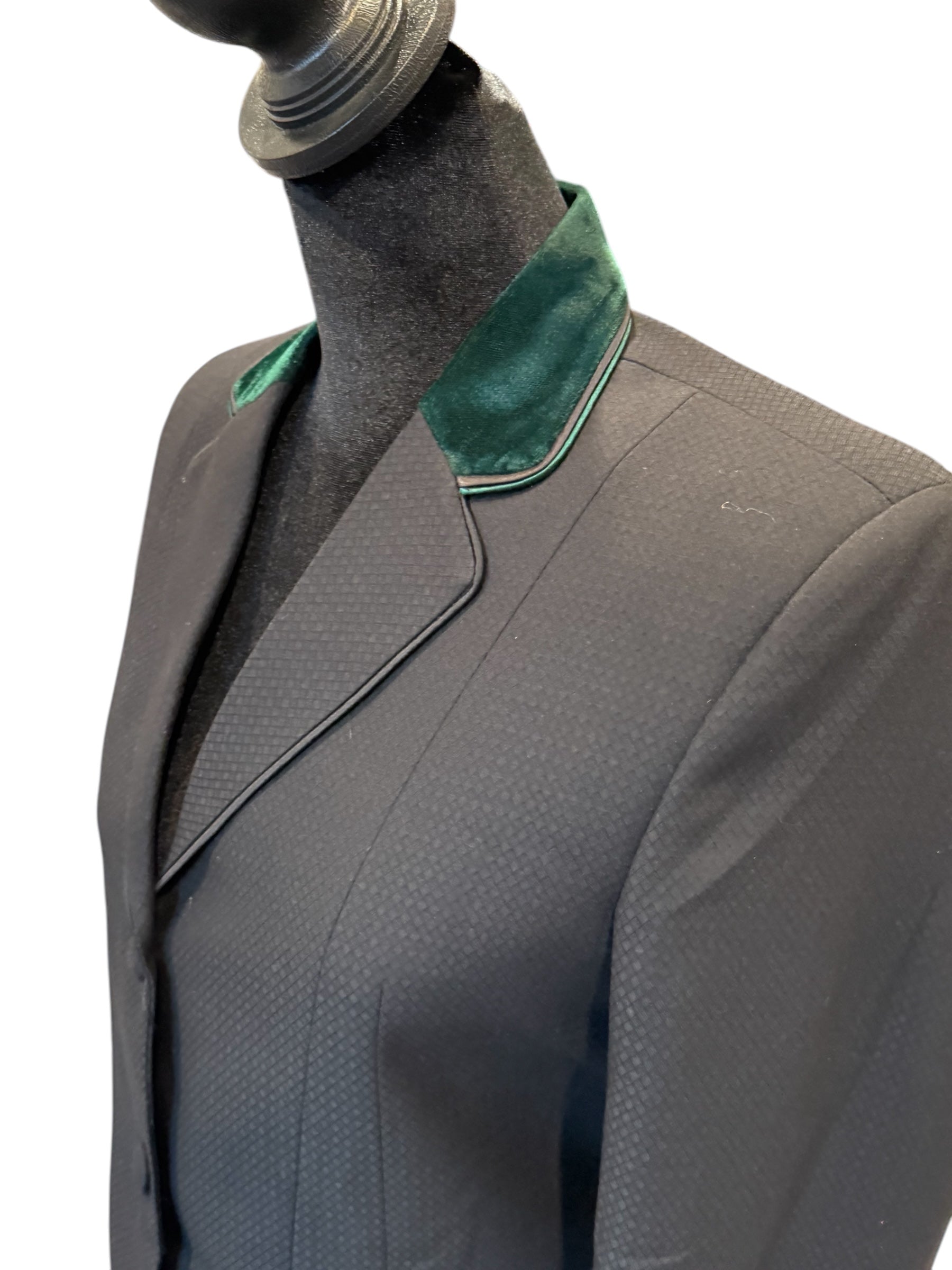English Show Coat Black with Hunter Green velvet