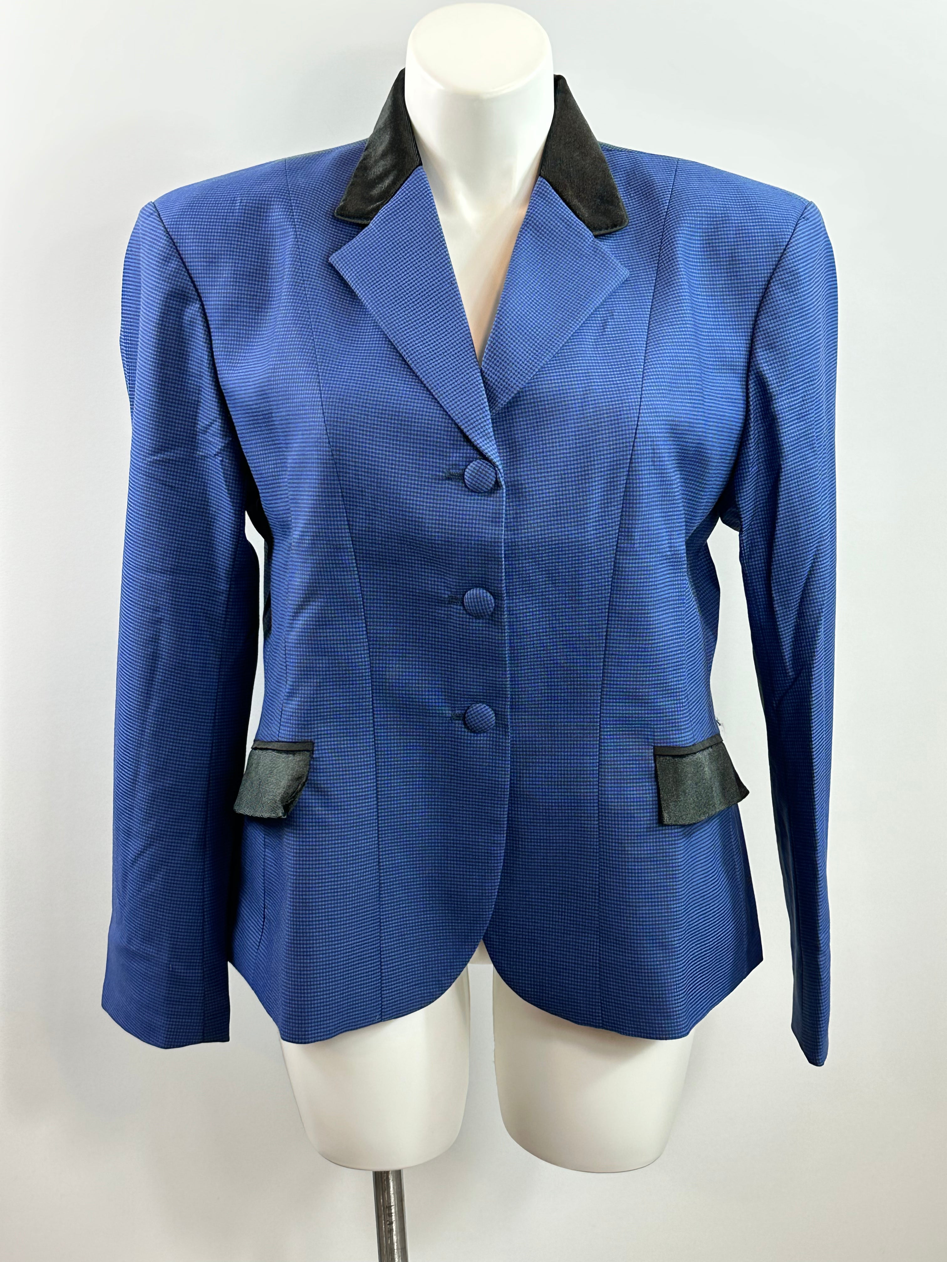 English Show Coat Blue and Black Box Fabric Code S48  *ONE ONLY* Plus Size
