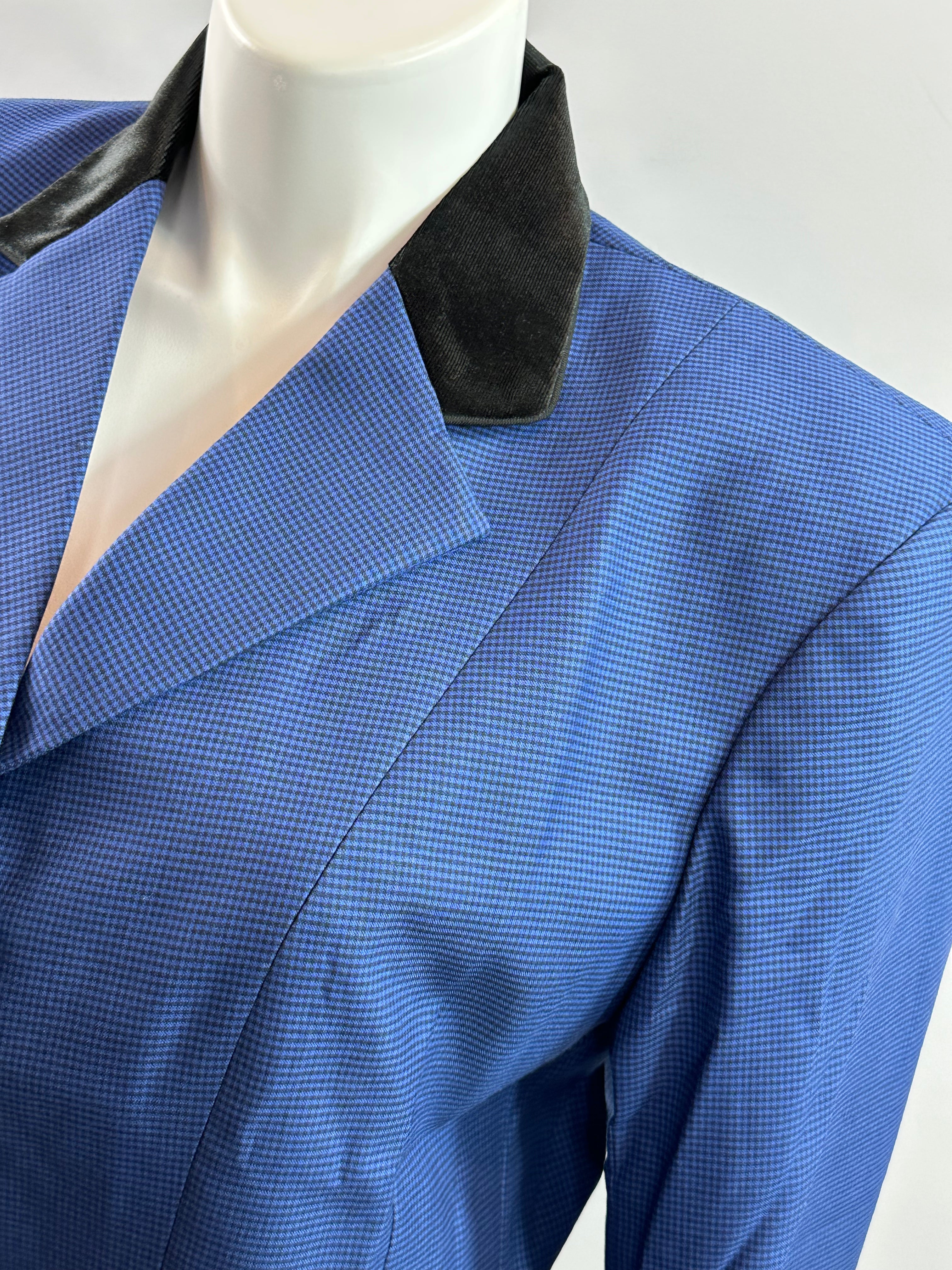 English Show Coat Blue and Black Box Fabric Code S48  *ONE ONLY* Plus Size