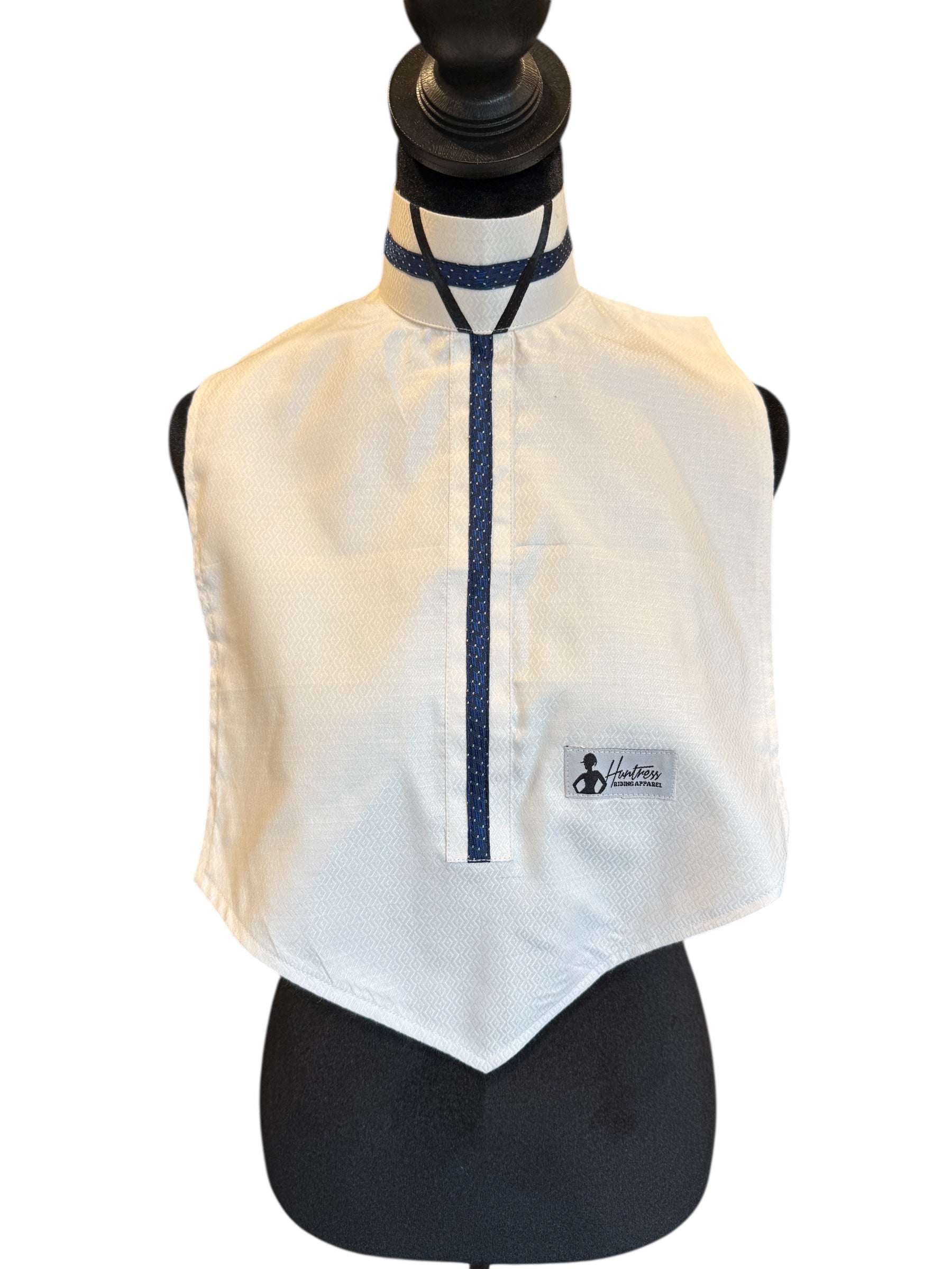 Dickie White with Navy and Black accents Fabric Code May08
