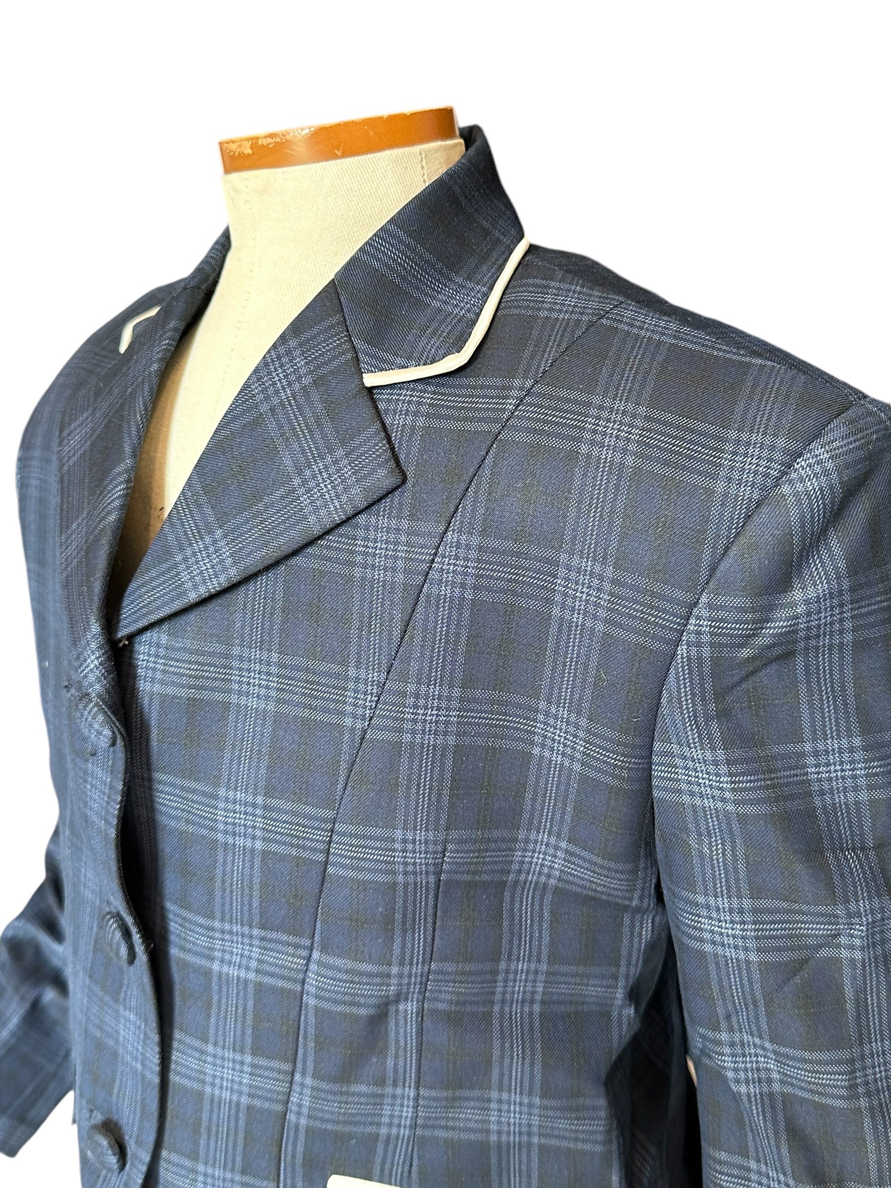 ‼️NEW‼️ Youth English Show Coat Black Blue Plaid