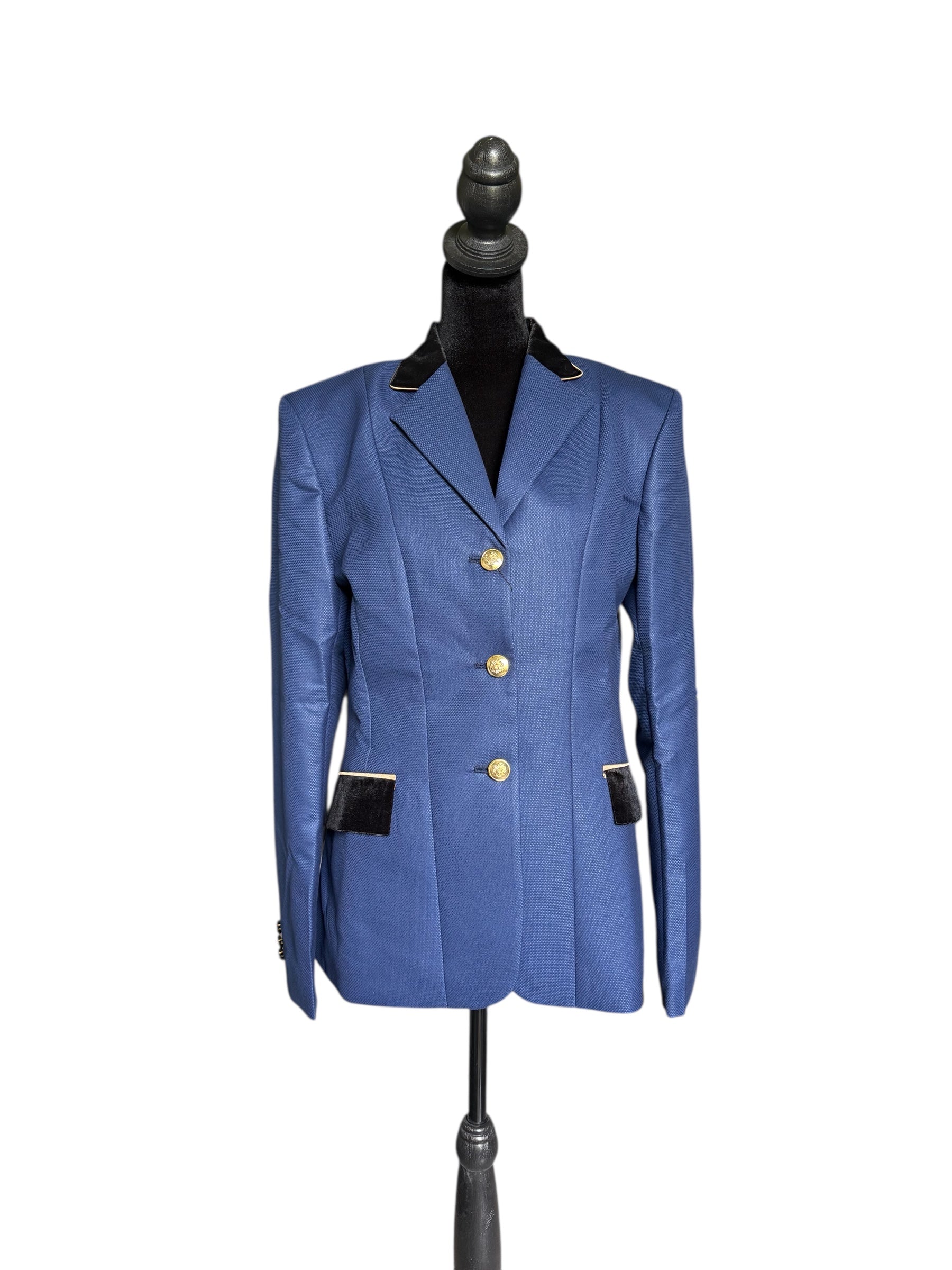 English Show Coat Blue with Black and Gold Fabric Vide T65