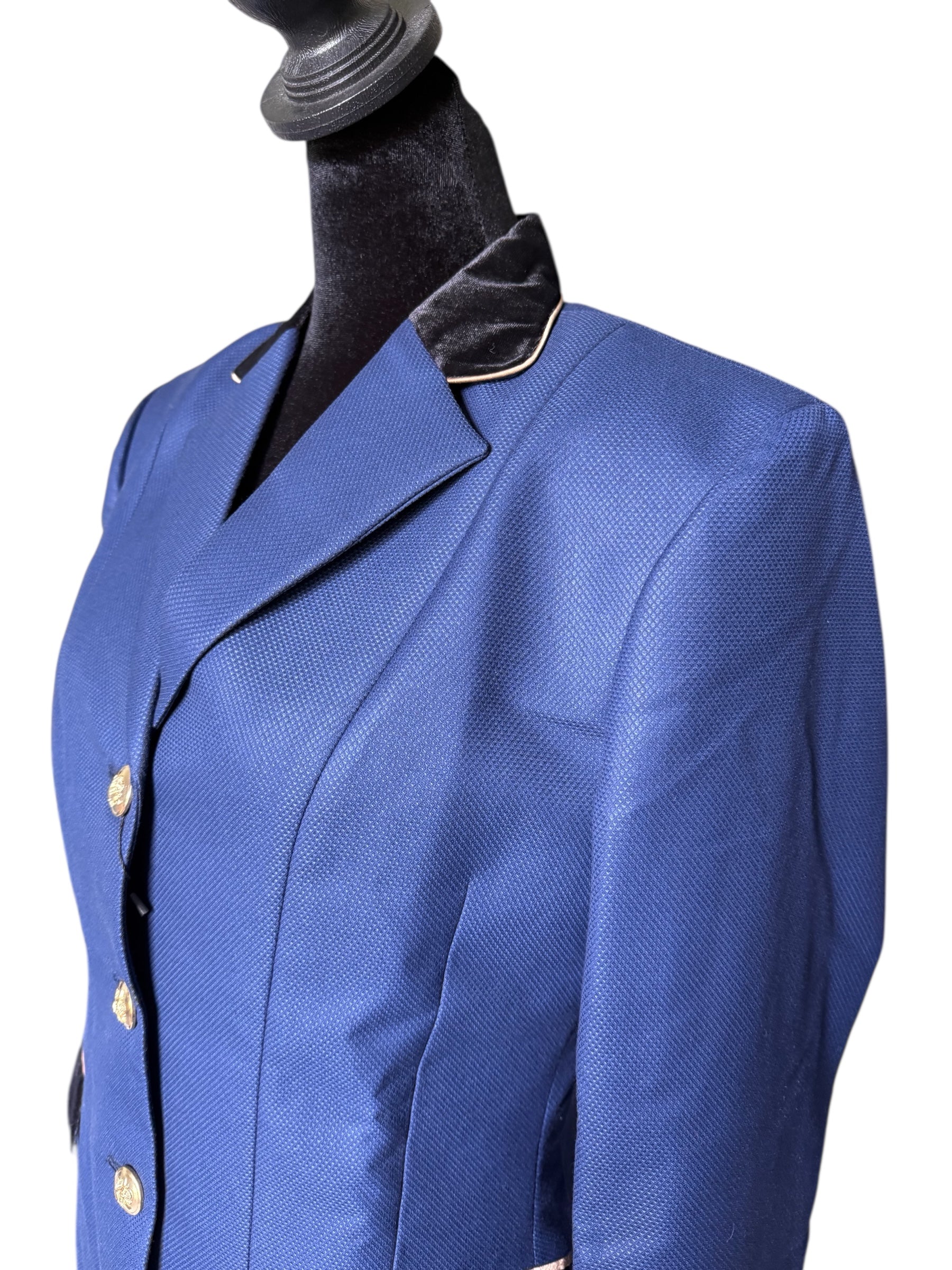 English Show Coat Blue with Black and Gold Fabric Vide T65