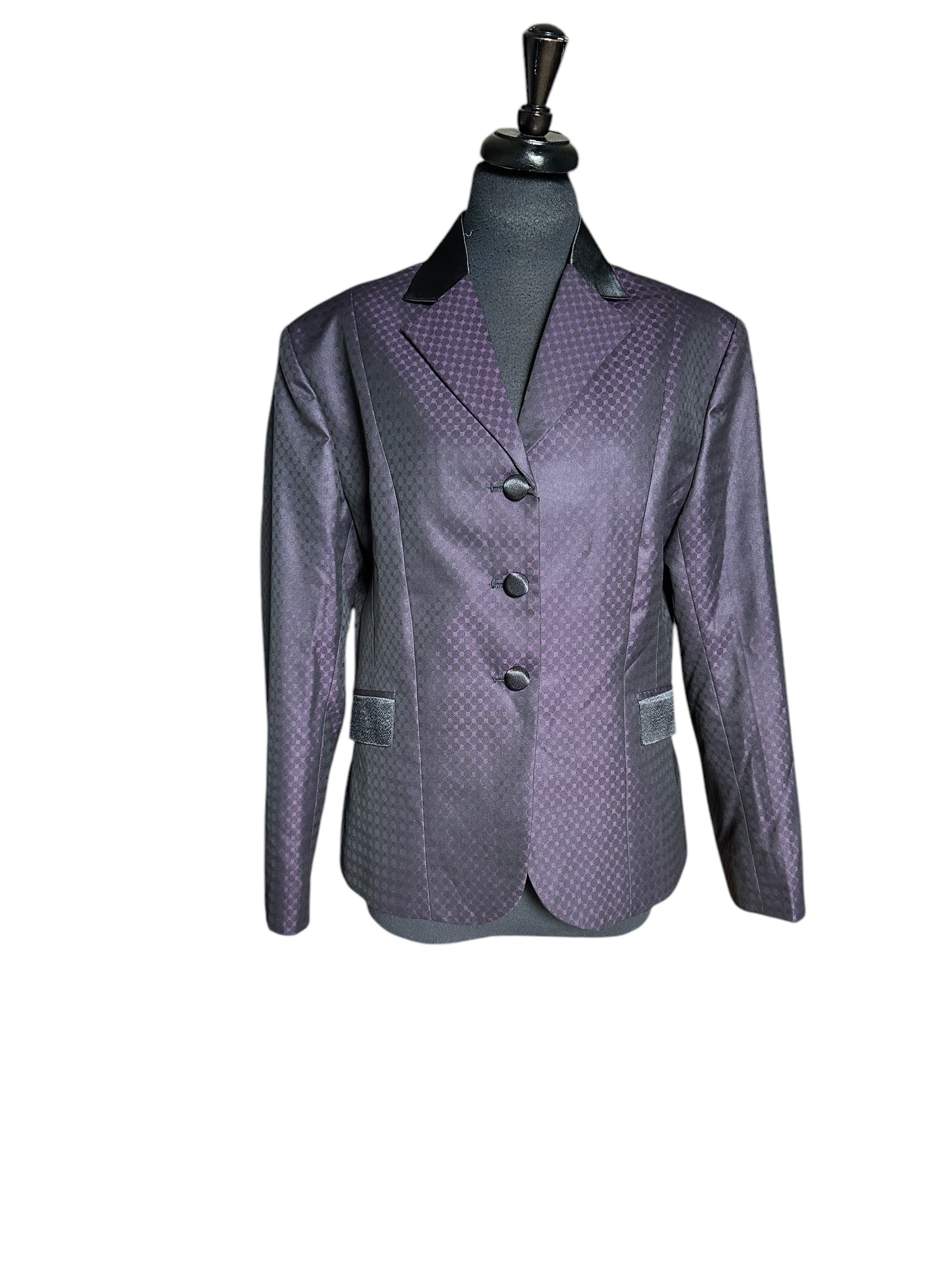 English Show Coat Plum and Black Silk Honeycomb Fabric Code PW-001