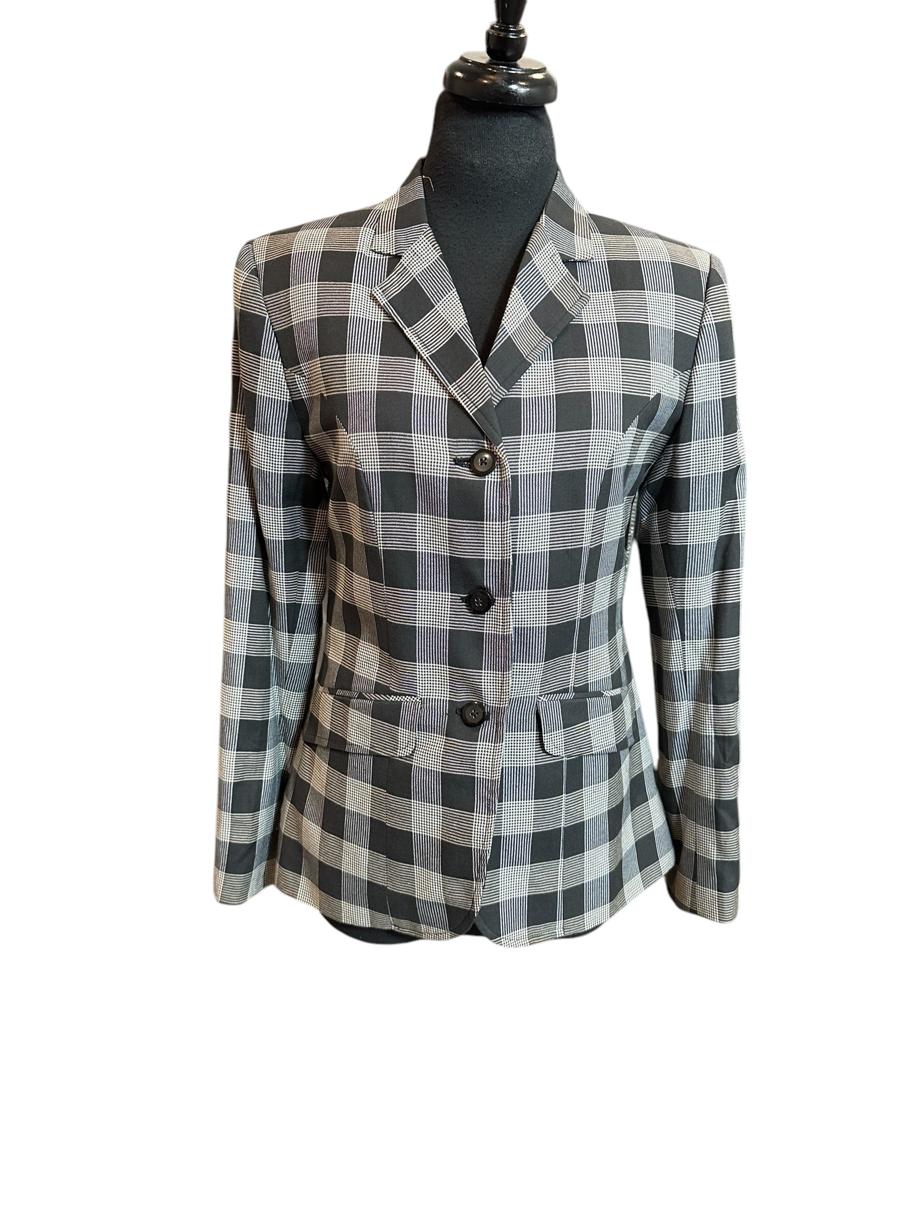 Halter Coat Black and Grey Plaid