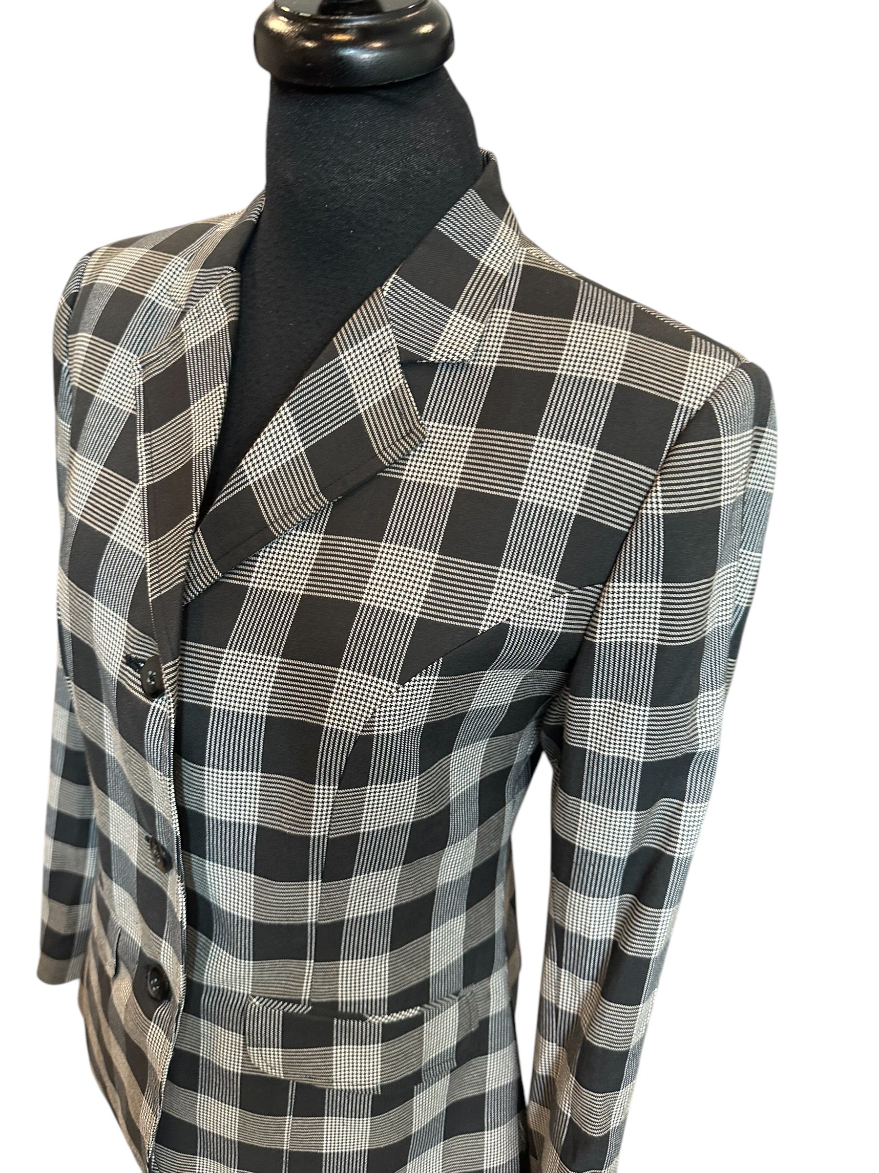 Halter Coat Black and Grey Plaid