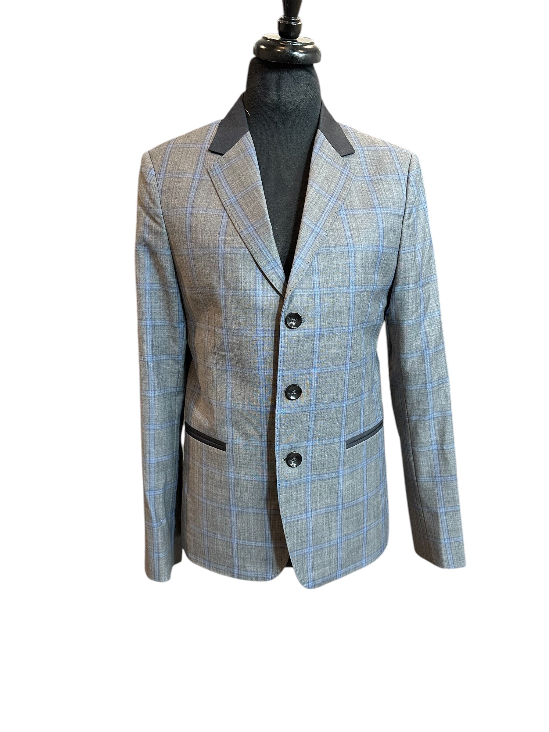 Western Showmanship Suit Grey and Blue Plaid
