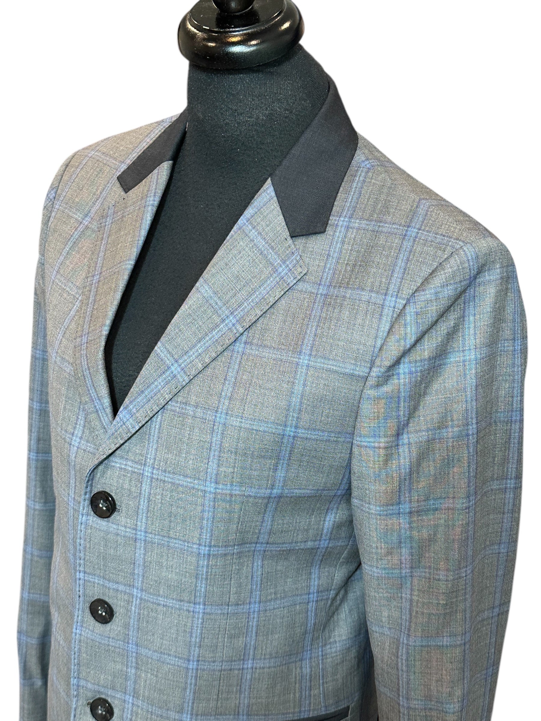 Western Showmanship Suit Grey and Blue Plaid