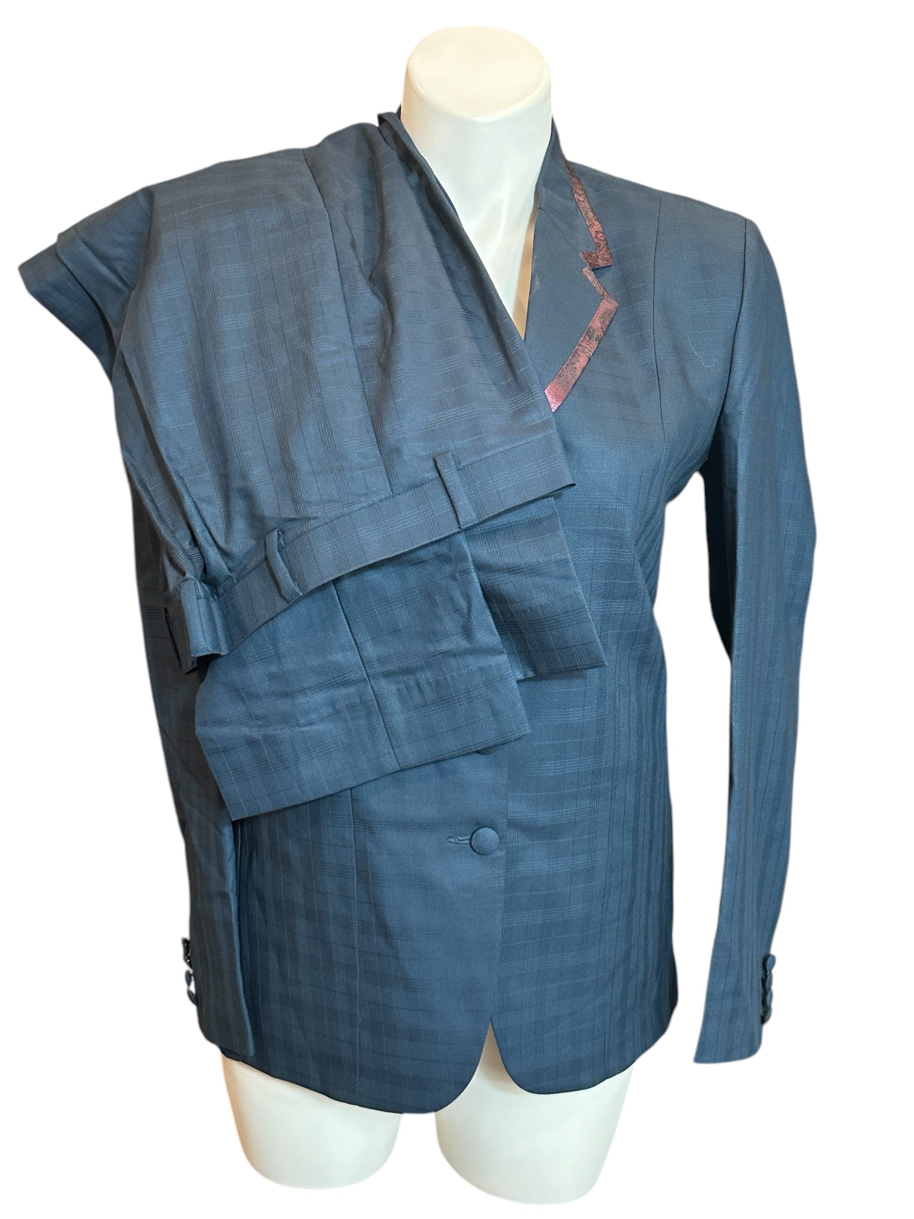 Western Showmanship Suit Navy Self Print with Burgundy Trim
