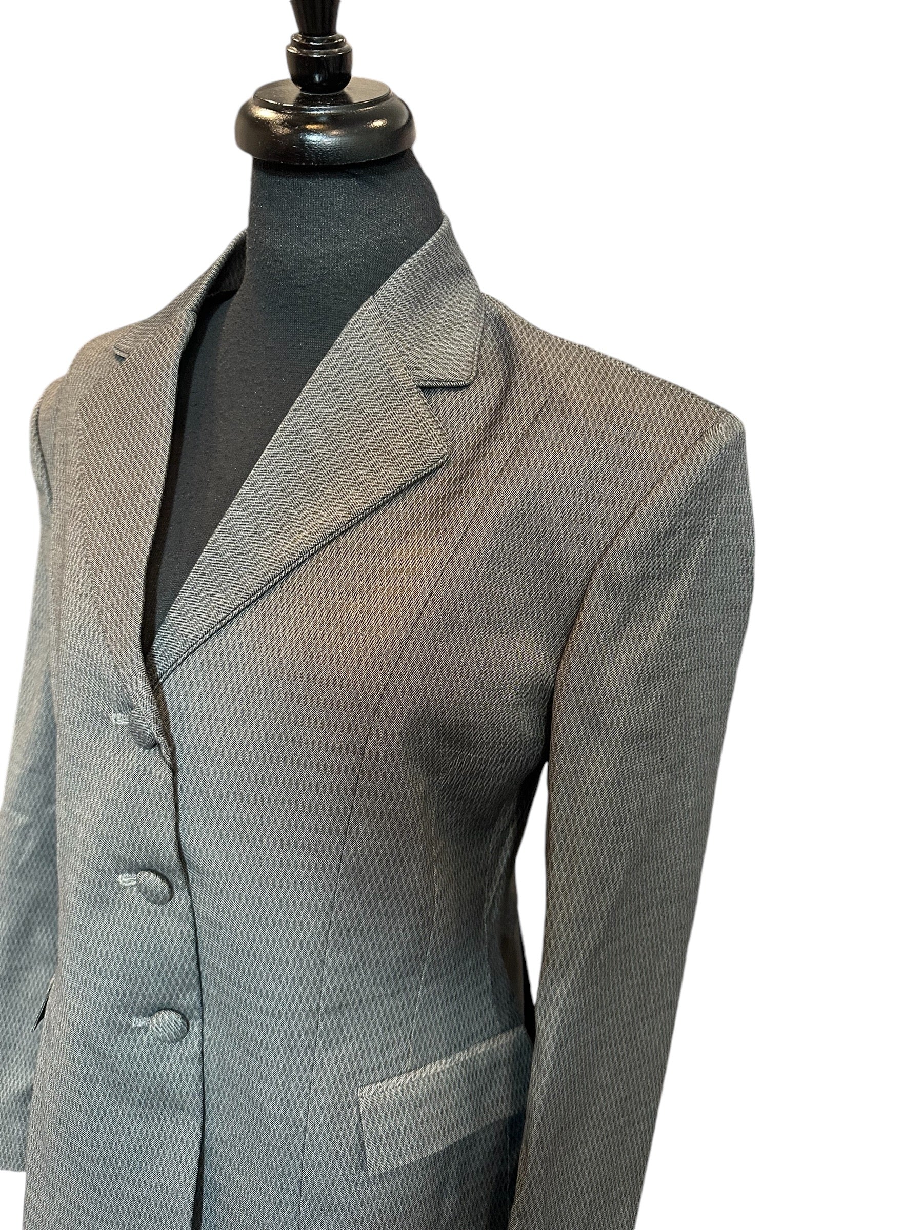 English Show Coat Medium Grey Self Print Fabric Code R366