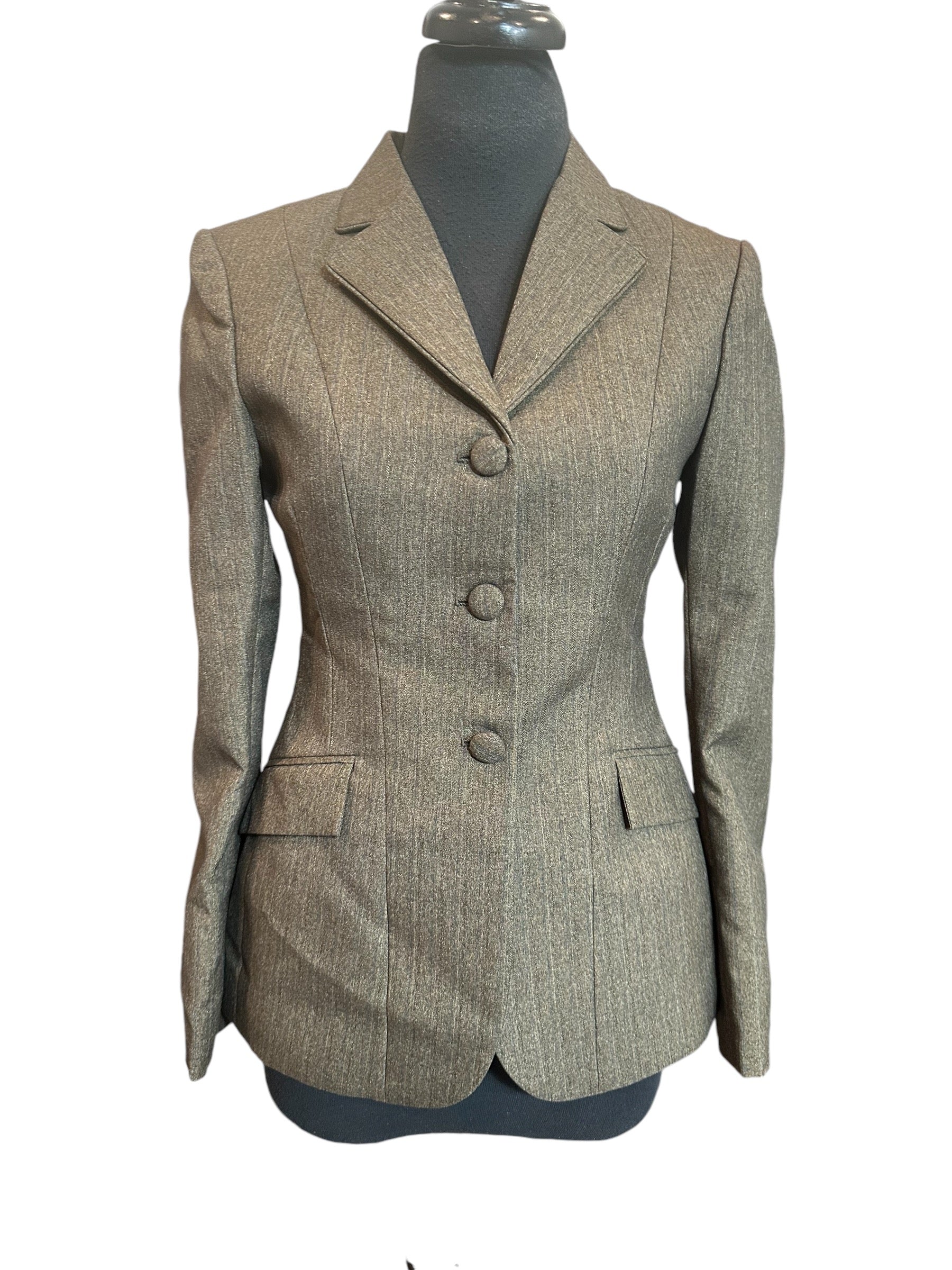 English Show Coat Olive with Brown and Blue Light Stripe Fabric Code R030