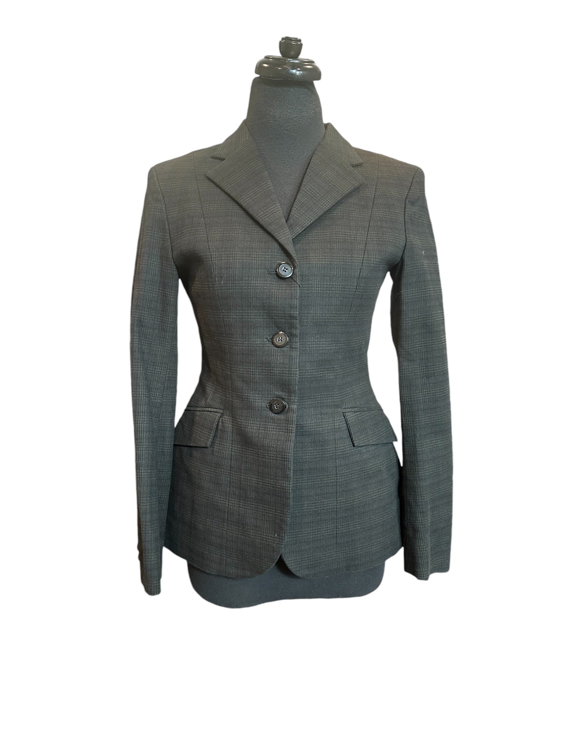 English Show Coat Spruce and Black Plaid Fabric R202