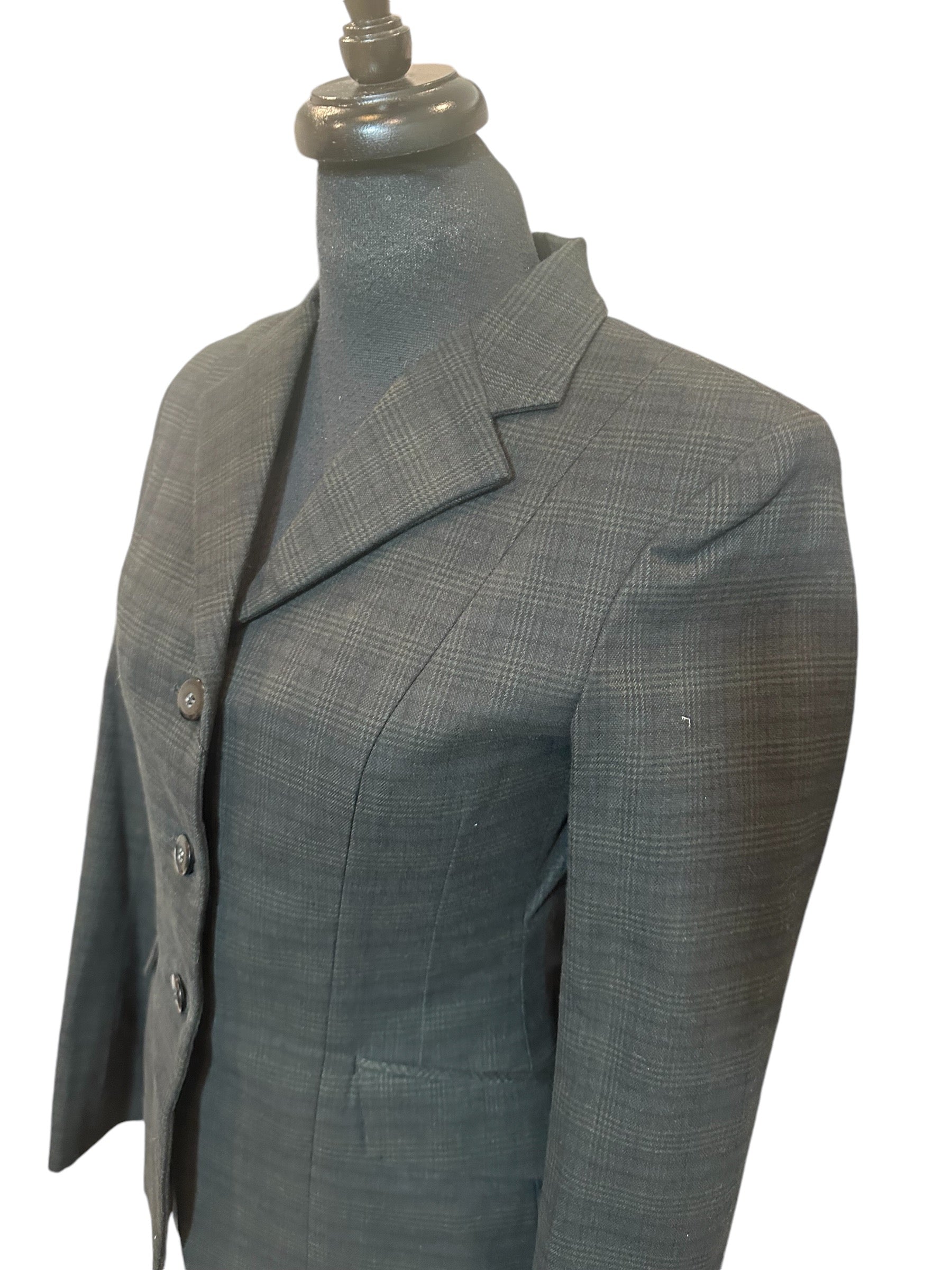 English Show Coat Spruce and Black Plaid Fabric R202