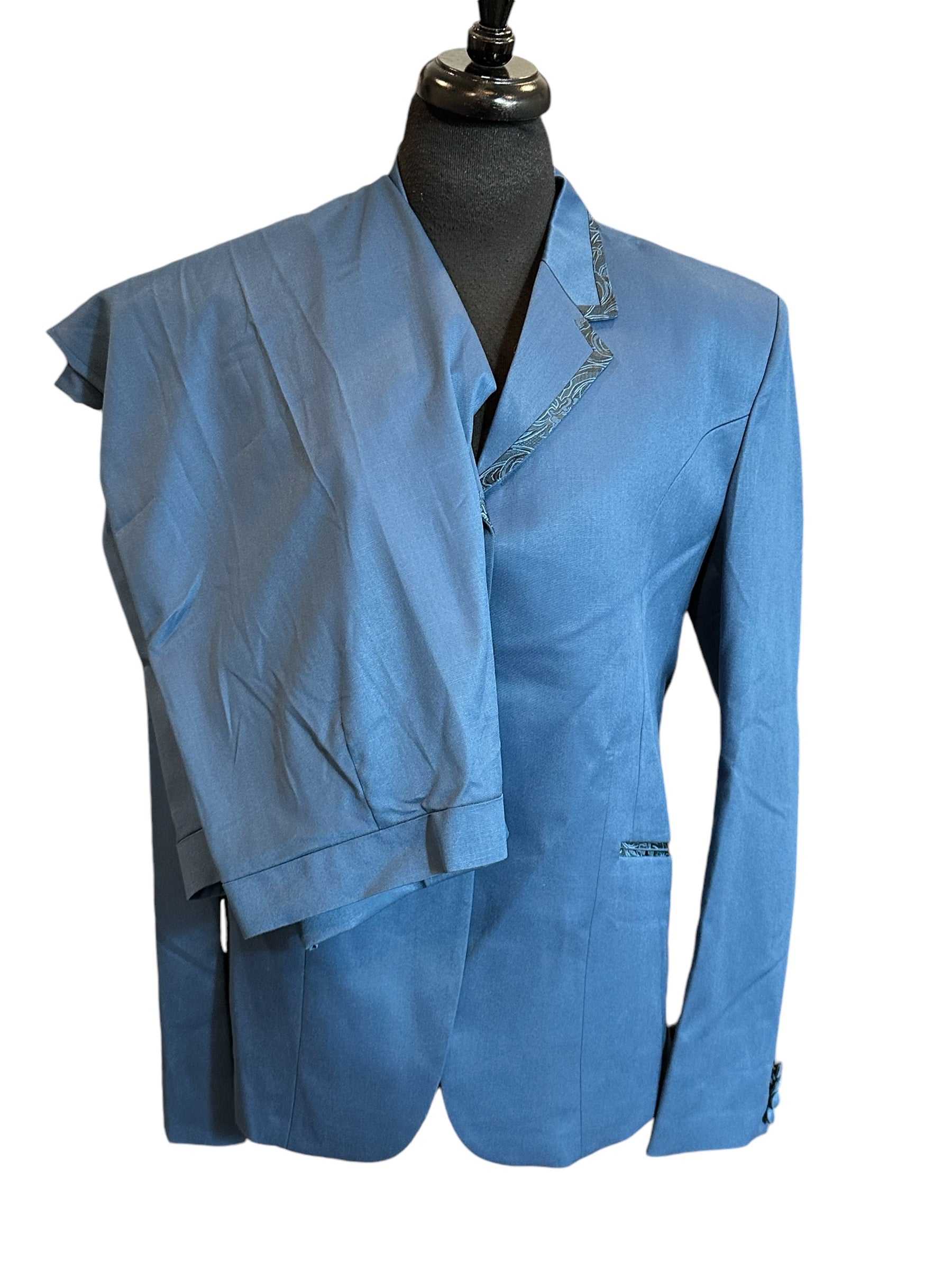 Showmanship Suit Blue with Paisley Trim