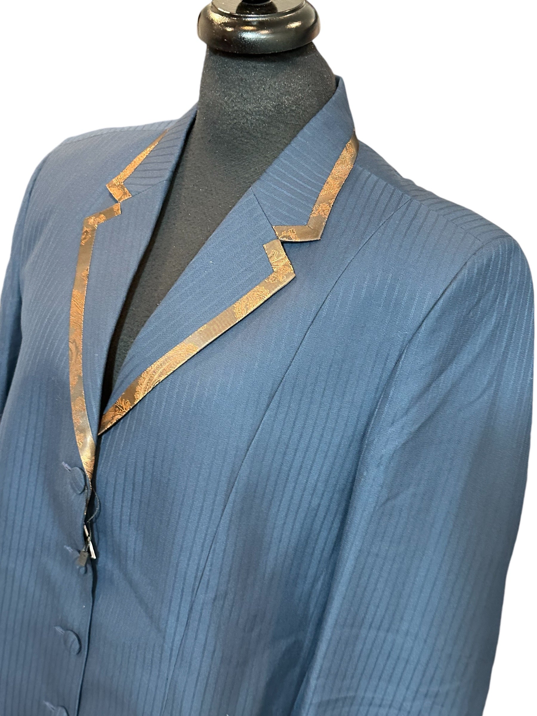 Western Showmanship Suit Blue Self Stripe with Bronze